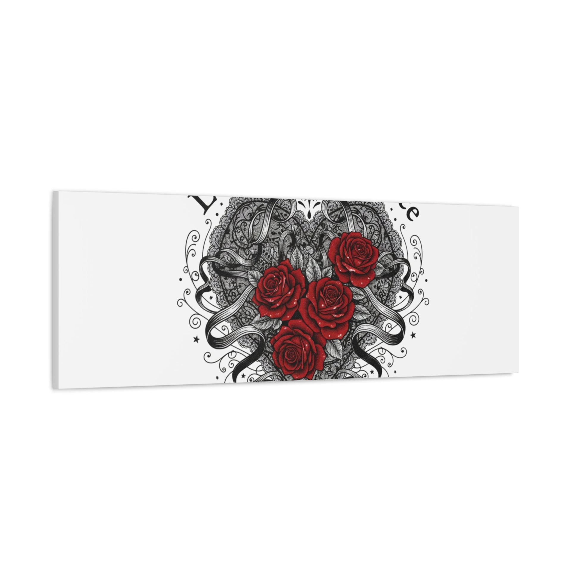 Gothic Romance Heart Roses Canvas | Nu Romantic 80s Nostalgia, Valentine Punk - AKYCO