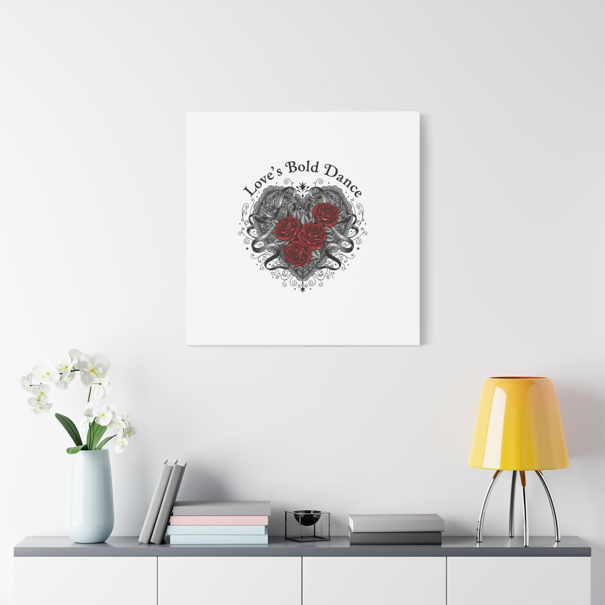 Gothic Romance Heart Roses Canvas | Nu Romantic 80s Nostalgia, Valentine Punk - AKYCO
