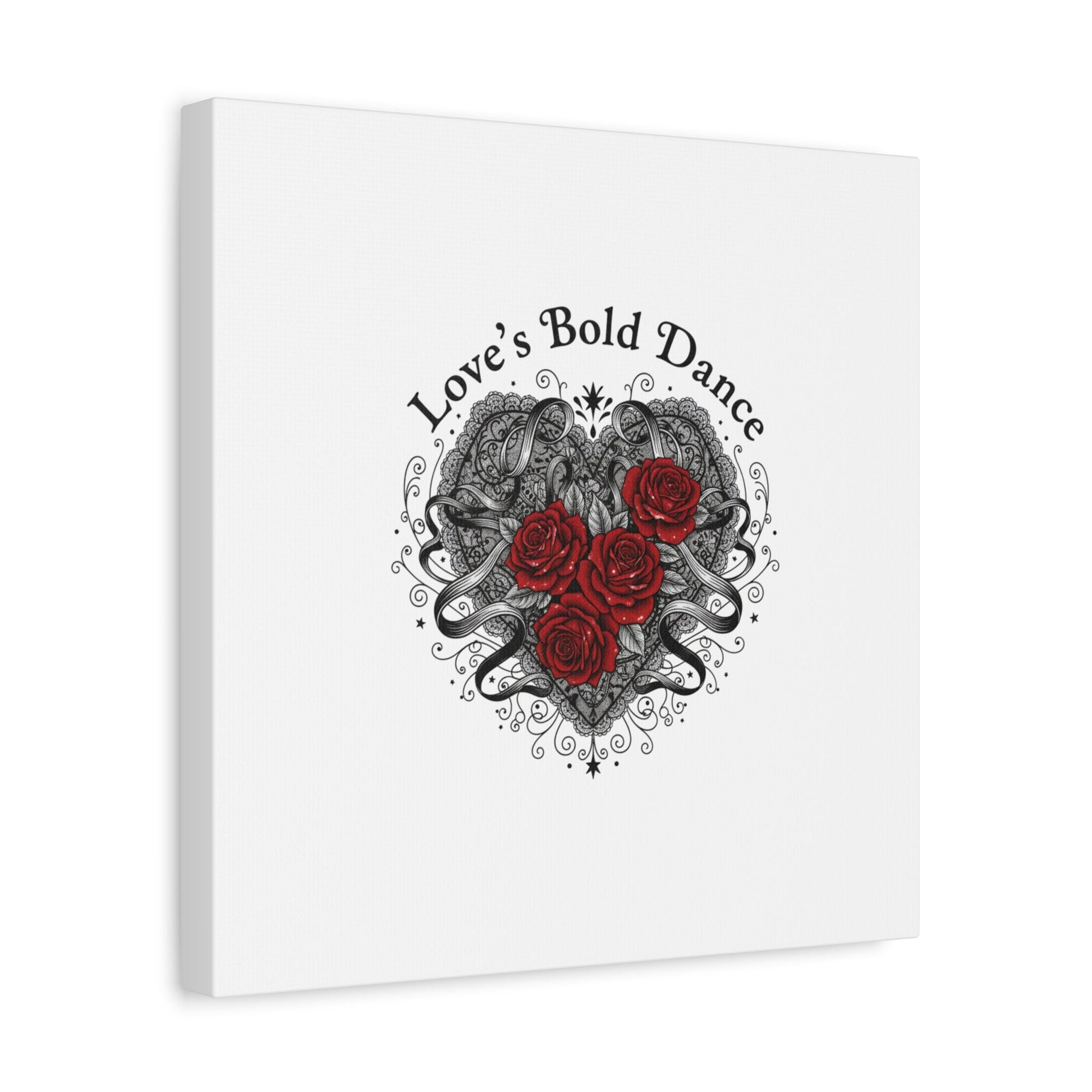 Gothic Romance Heart Roses Canvas | Nu Romantic 80s Nostalgia, Valentine Punk - AKYCO