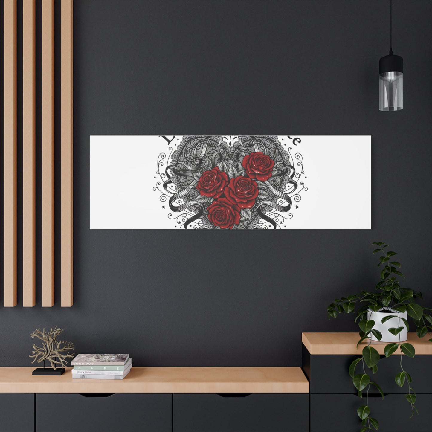 Gothic Romance Heart Roses Canvas | Nu Romantic 80s Nostalgia, Valentine Punk - AKYCO