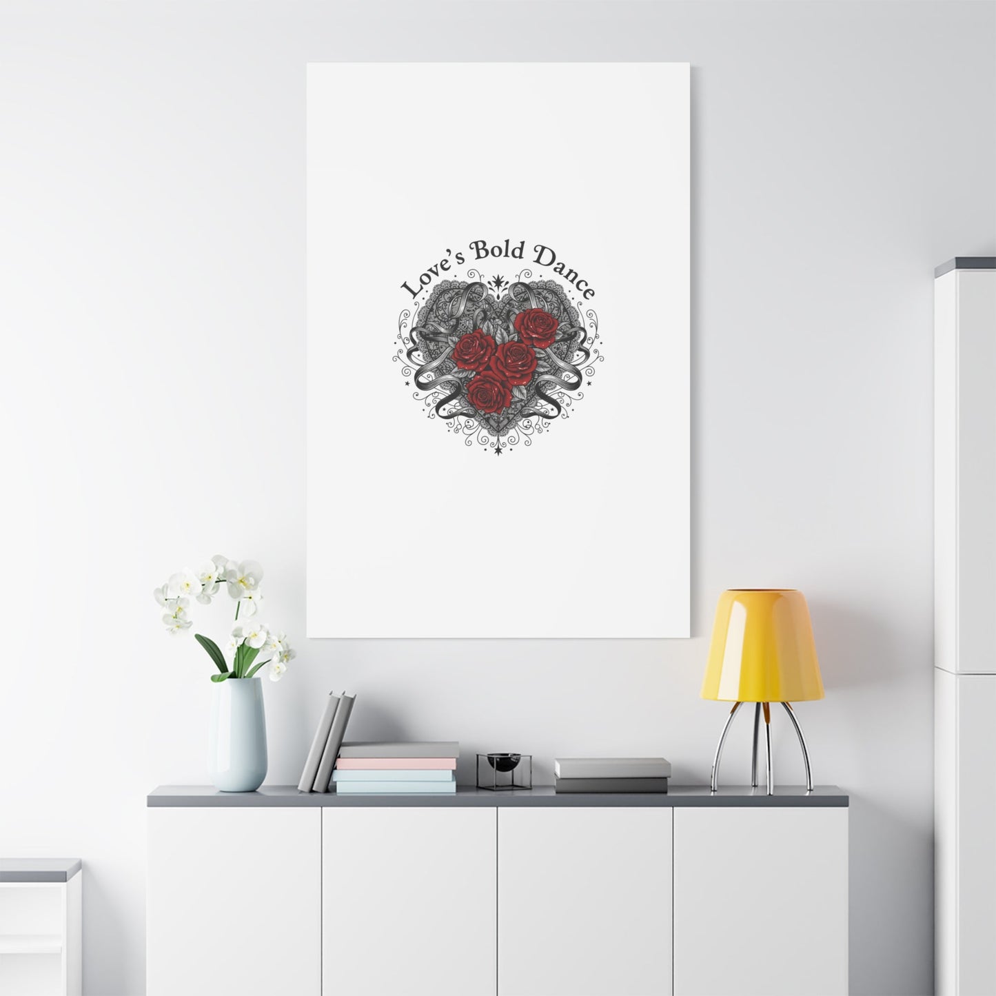 Gothic Romance Heart Roses Canvas | Nu Romantic 80s Nostalgia, Valentine Punk - AKYCO
