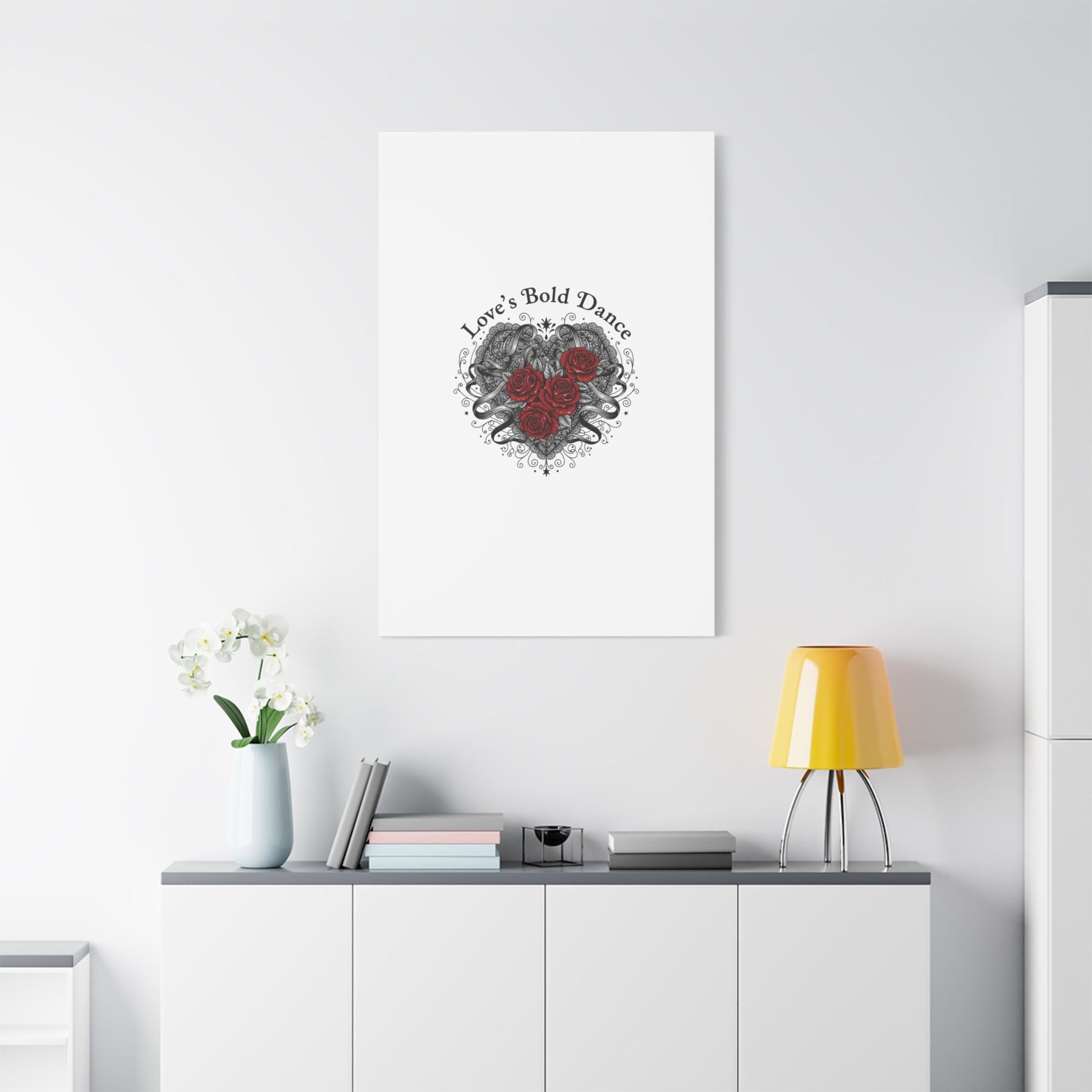 Gothic Romance Heart Roses Canvas | Nu Romantic 80s Nostalgia, Valentine Punk - AKYCO