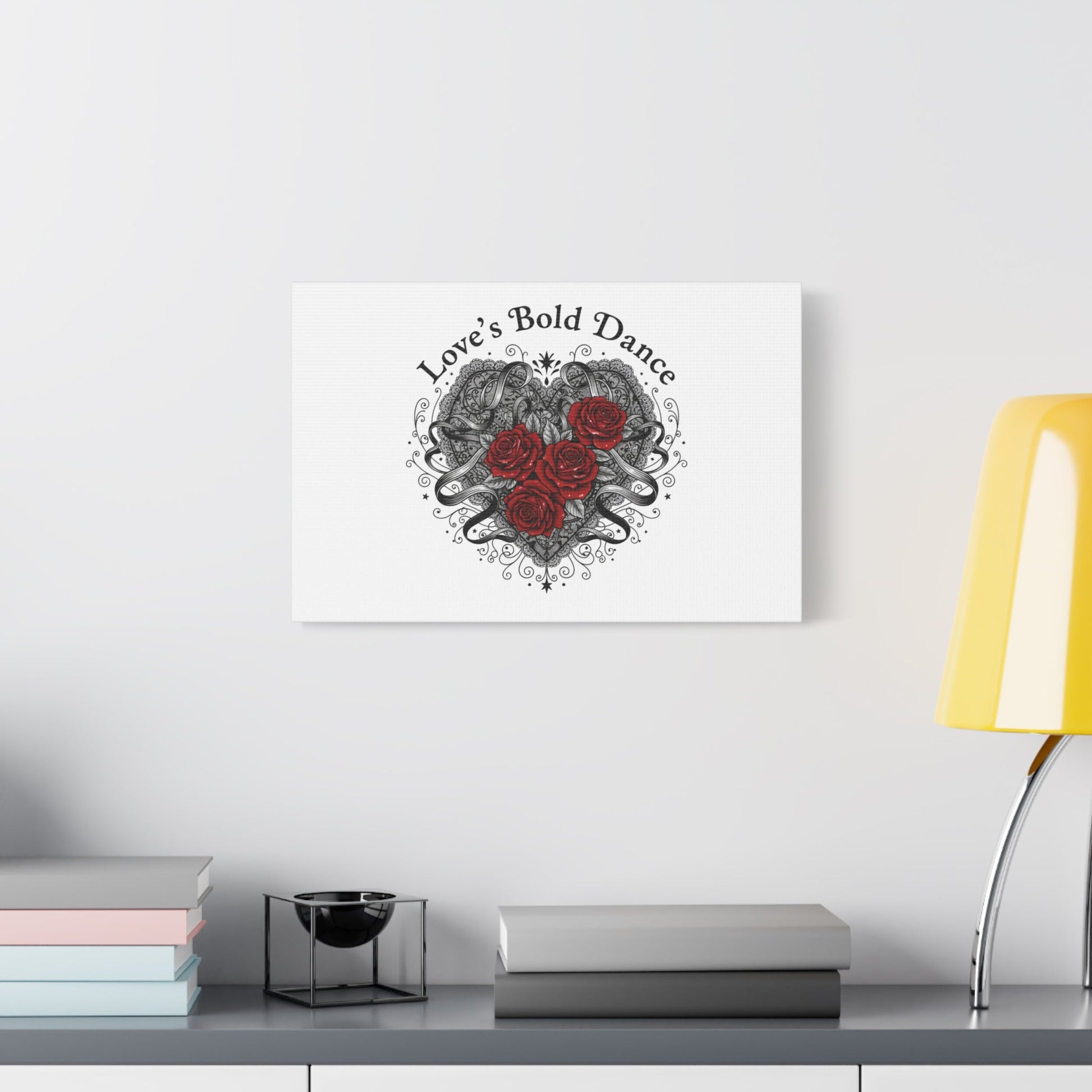 Gothic Romance Heart Roses Canvas | Nu Romantic 80s Nostalgia, Valentine Punk - AKYCO