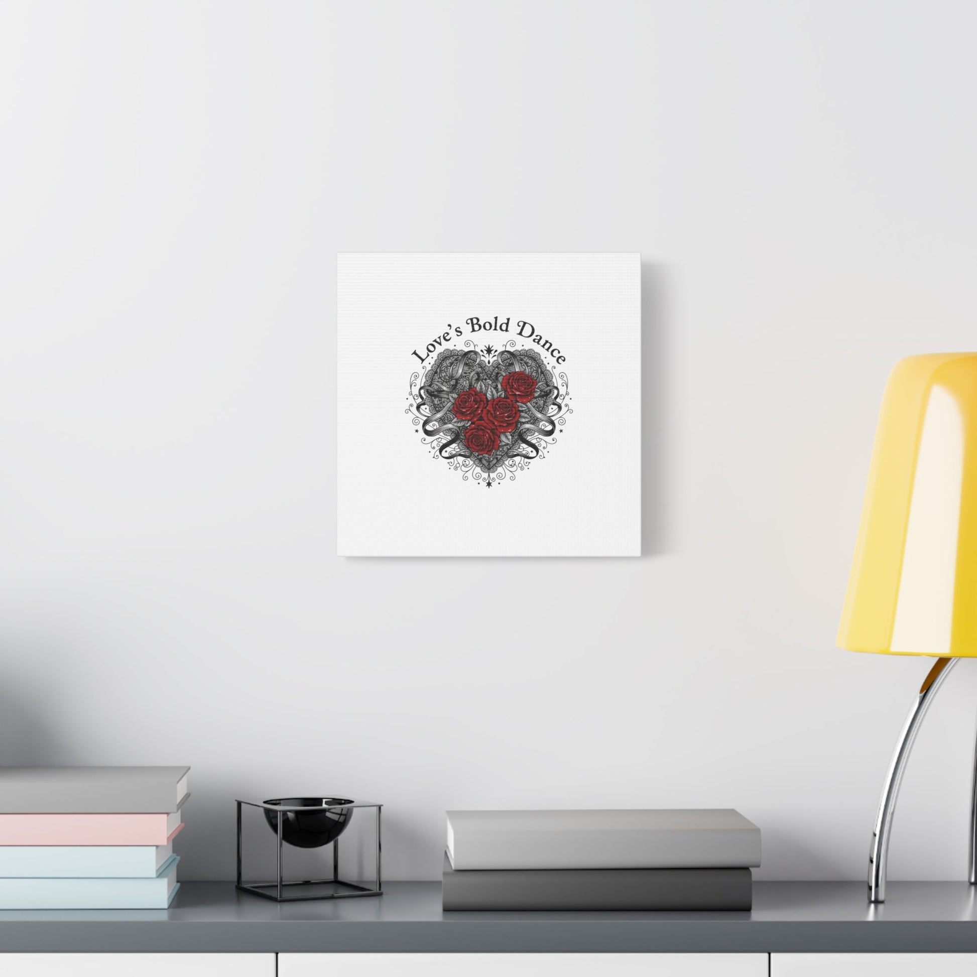 Gothic Romance Heart Roses Canvas | Nu Romantic 80s Nostalgia, Valentine Punk - AKYCO