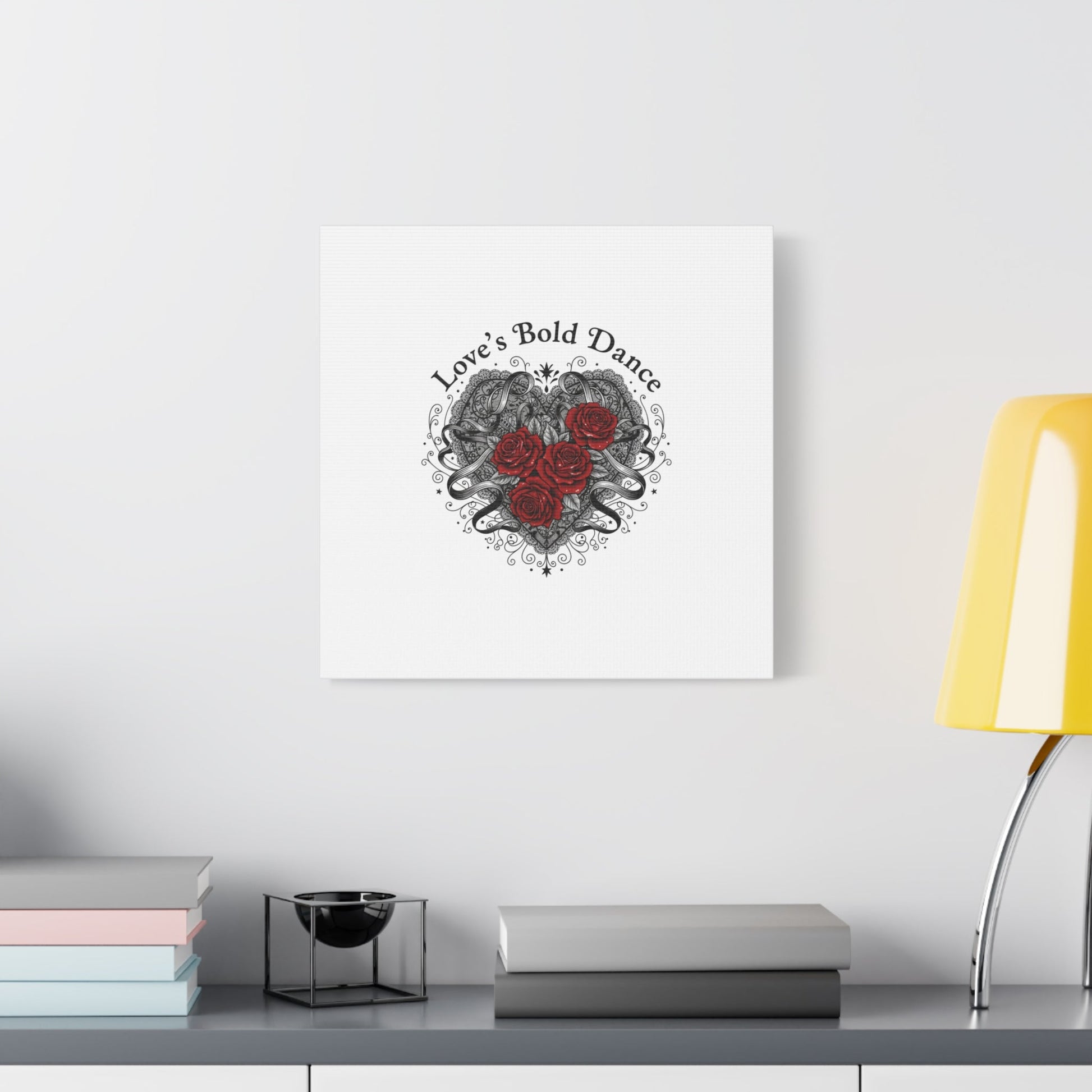 Gothic Romance Heart Roses Canvas | Nu Romantic 80s Nostalgia, Valentine Punk - AKYCO