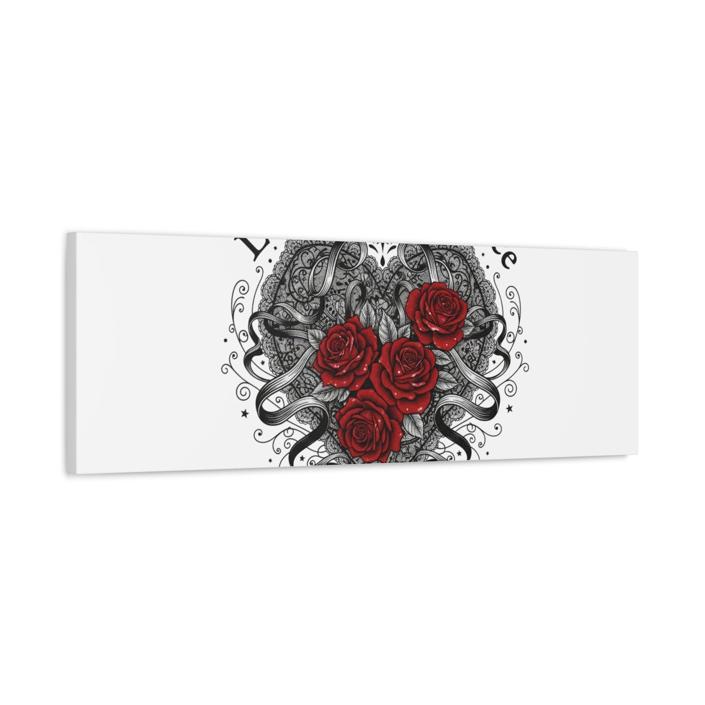 Gothic Romance Heart Roses Canvas | Nu Romantic 80s Nostalgia, Valentine Punk - AKYCO