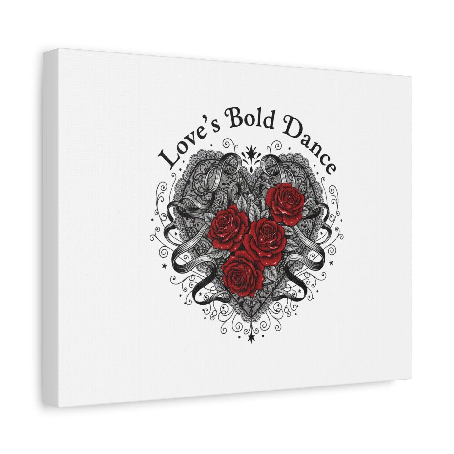 Gothic Romance Heart Roses Canvas | Nu Romantic 80s Nostalgia, Valentine Punk - AKYCO