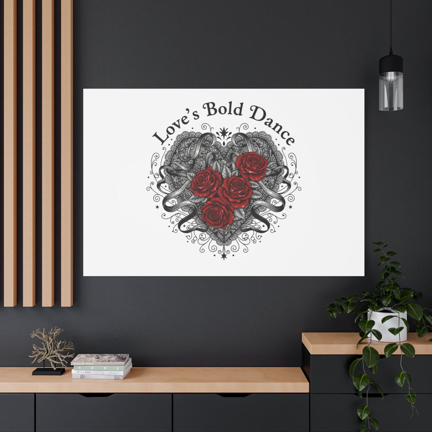 Gothic Romance Heart Roses Canvas | Nu Romantic 80s Nostalgia, Valentine Punk - AKYCO