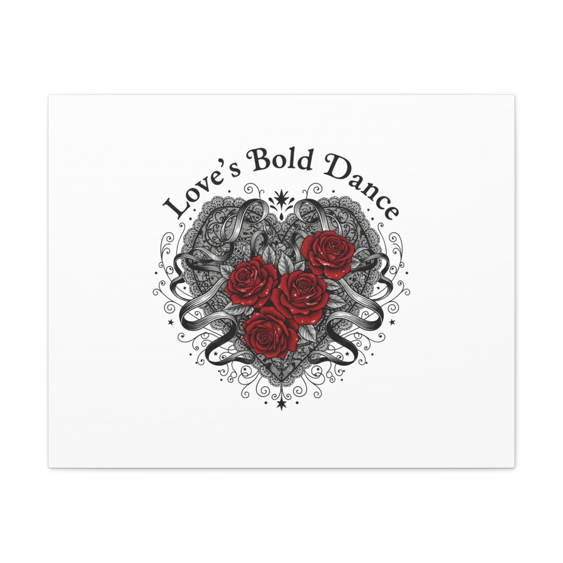 Gothic Romance Heart Roses Canvas | Nu Romantic 80s Nostalgia, Valentine Punk - AKYCO