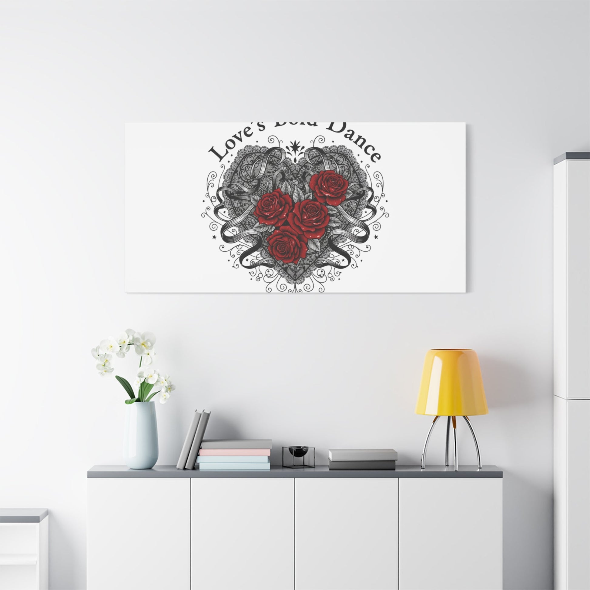 Gothic Romance Heart Roses Canvas | Nu Romantic 80s Nostalgia, Valentine Punk - AKYCO