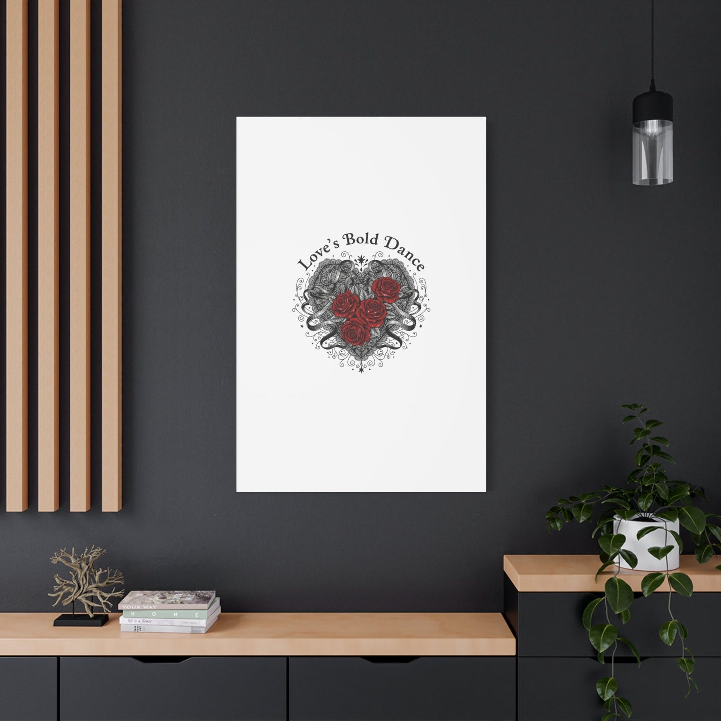 Gothic Romance Heart Roses Canvas | Nu Romantic 80s Nostalgia, Valentine Punk - AKYCO