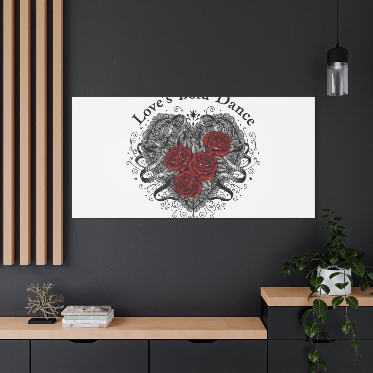 Gothic Romance Heart Roses Canvas | Nu Romantic 80s Nostalgia, Valentine Punk - AKYCO