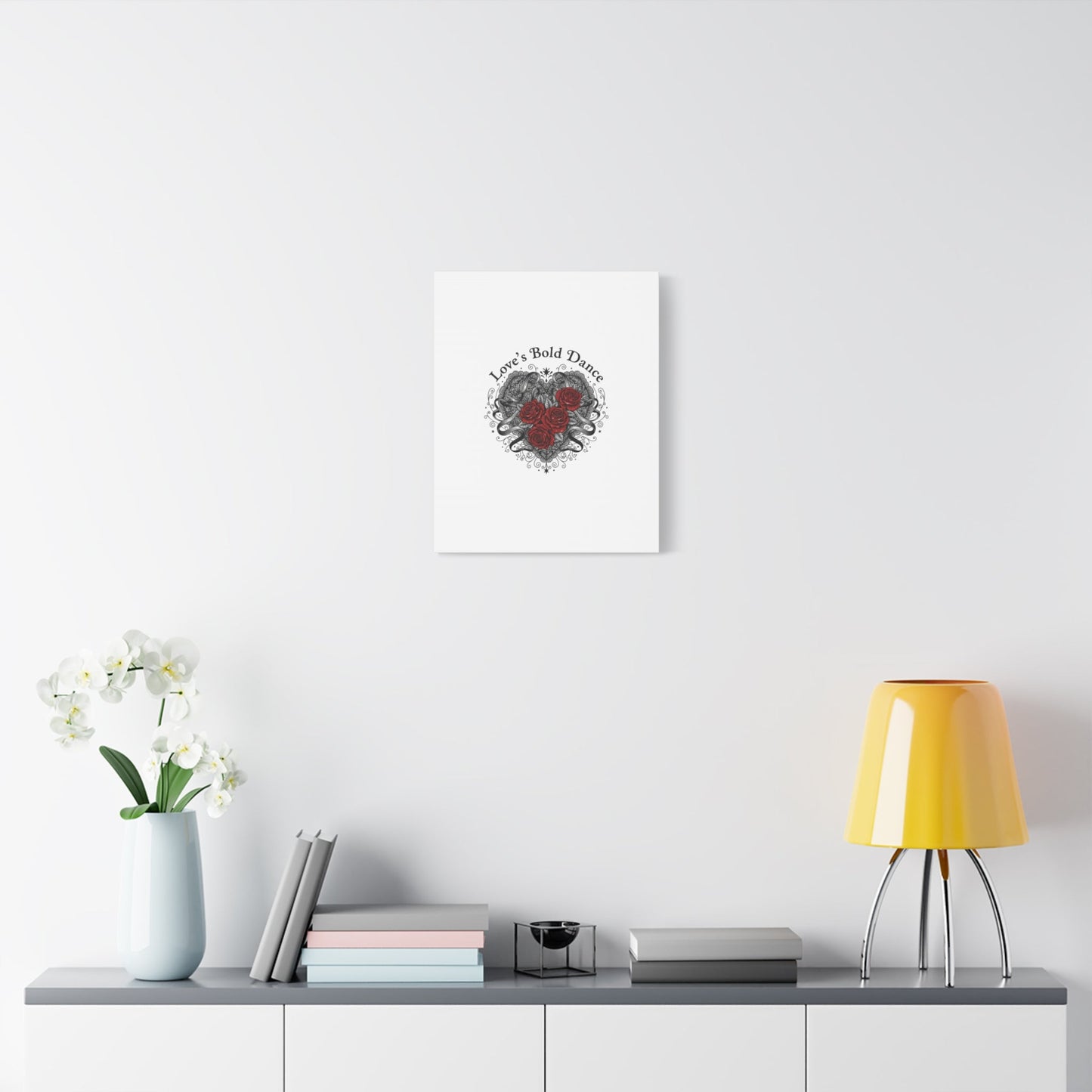 Gothic Romance Heart Roses Canvas | Nu Romantic 80s Nostalgia, Valentine Punk - AKYCO