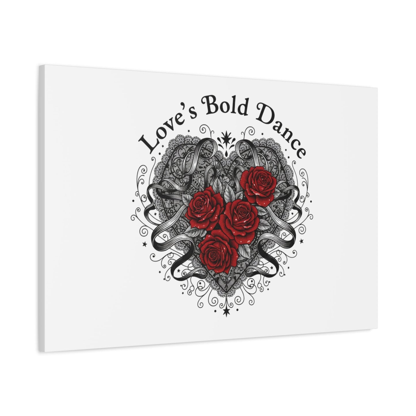 Gothic Romance Heart Roses Canvas | Nu Romantic 80s Nostalgia, Valentine Punk - AKYCO