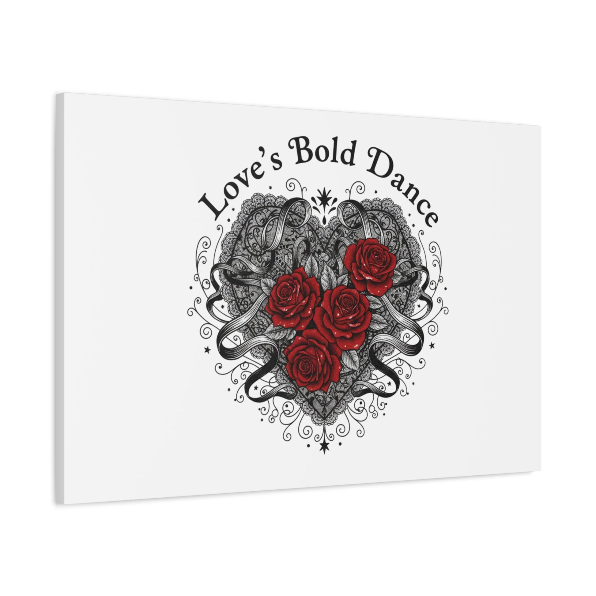 Gothic Romance Heart Roses Canvas | Nu Romantic 80s Nostalgia, Valentine Punk - AKYCO