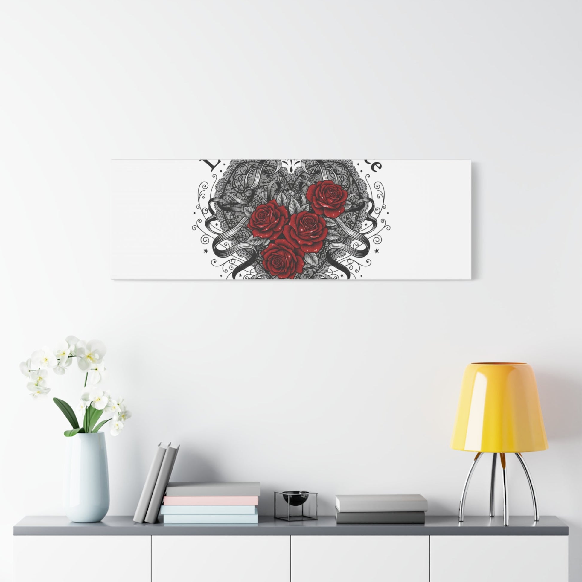 Gothic Romance Heart Roses Canvas | Nu Romantic 80s Nostalgia, Valentine Punk - AKYCO