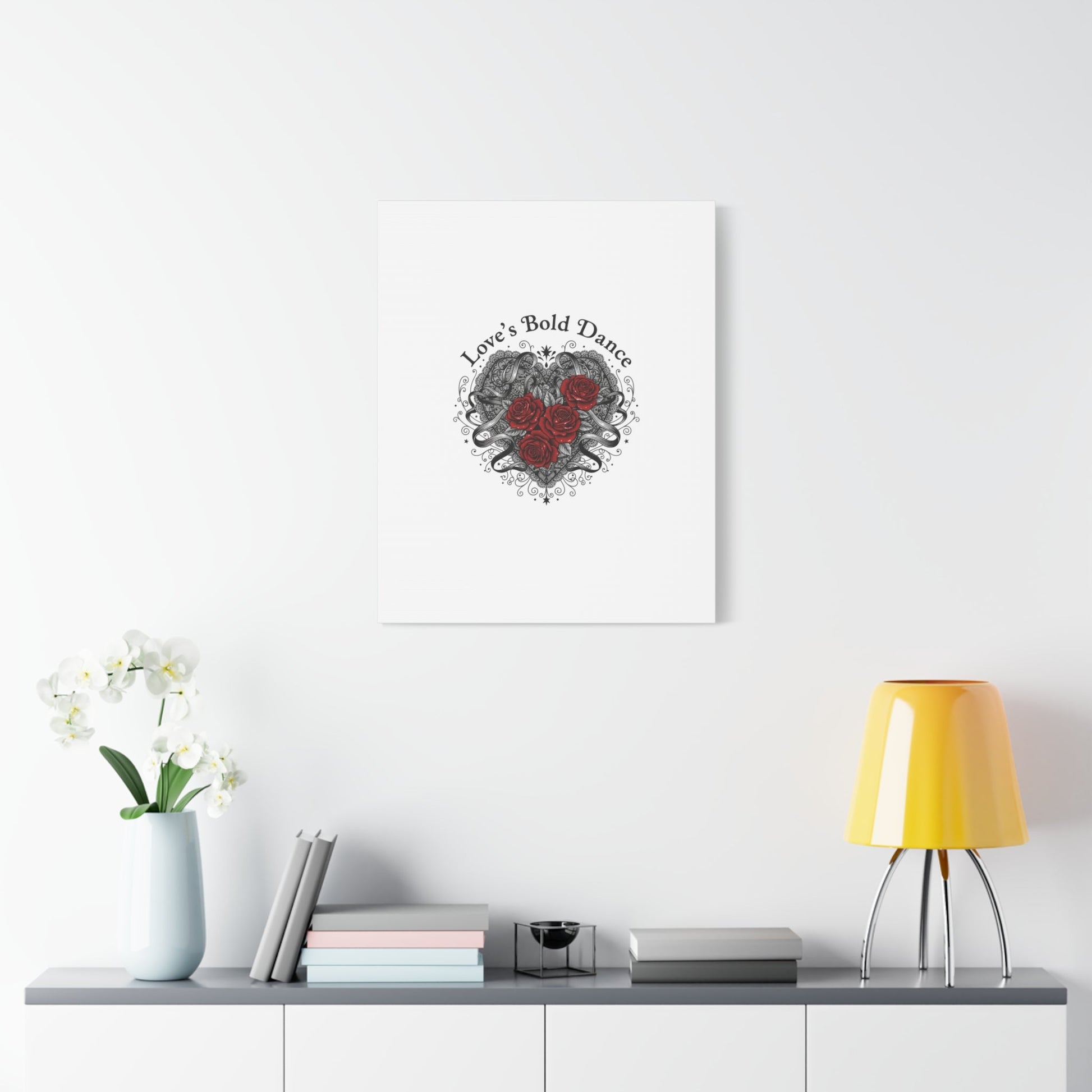 Gothic Romance Heart Roses Canvas | Nu Romantic 80s Nostalgia, Valentine Punk - AKYCO