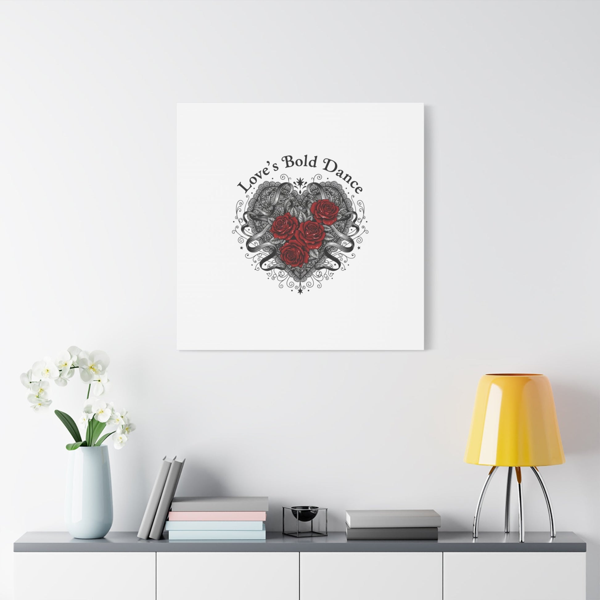 Gothic Romance Heart Roses Canvas | Nu Romantic 80s Nostalgia, Valentine Punk - AKYCO