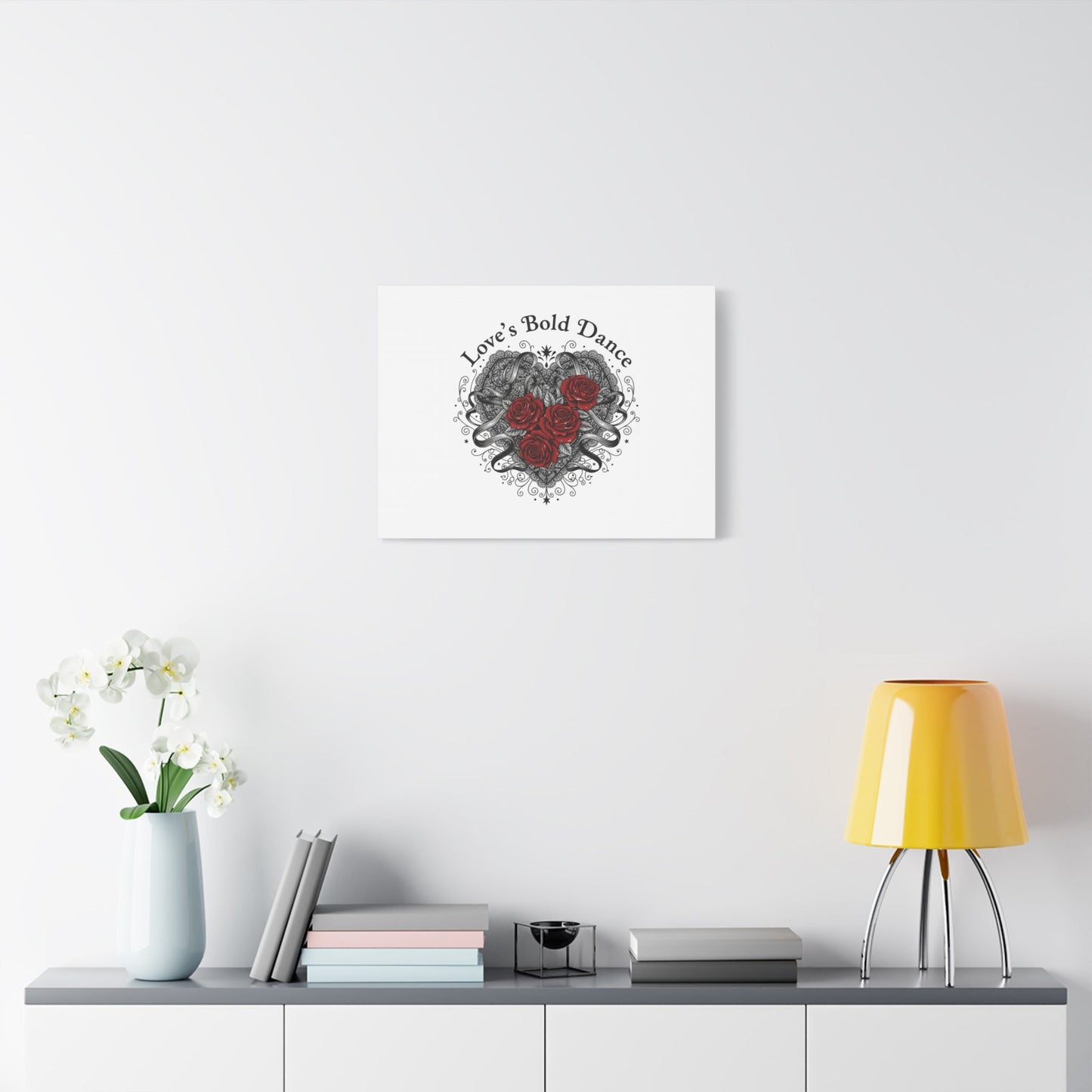 Gothic Romance Heart Roses Canvas | Nu Romantic 80s Nostalgia, Valentine Punk - AKYCO