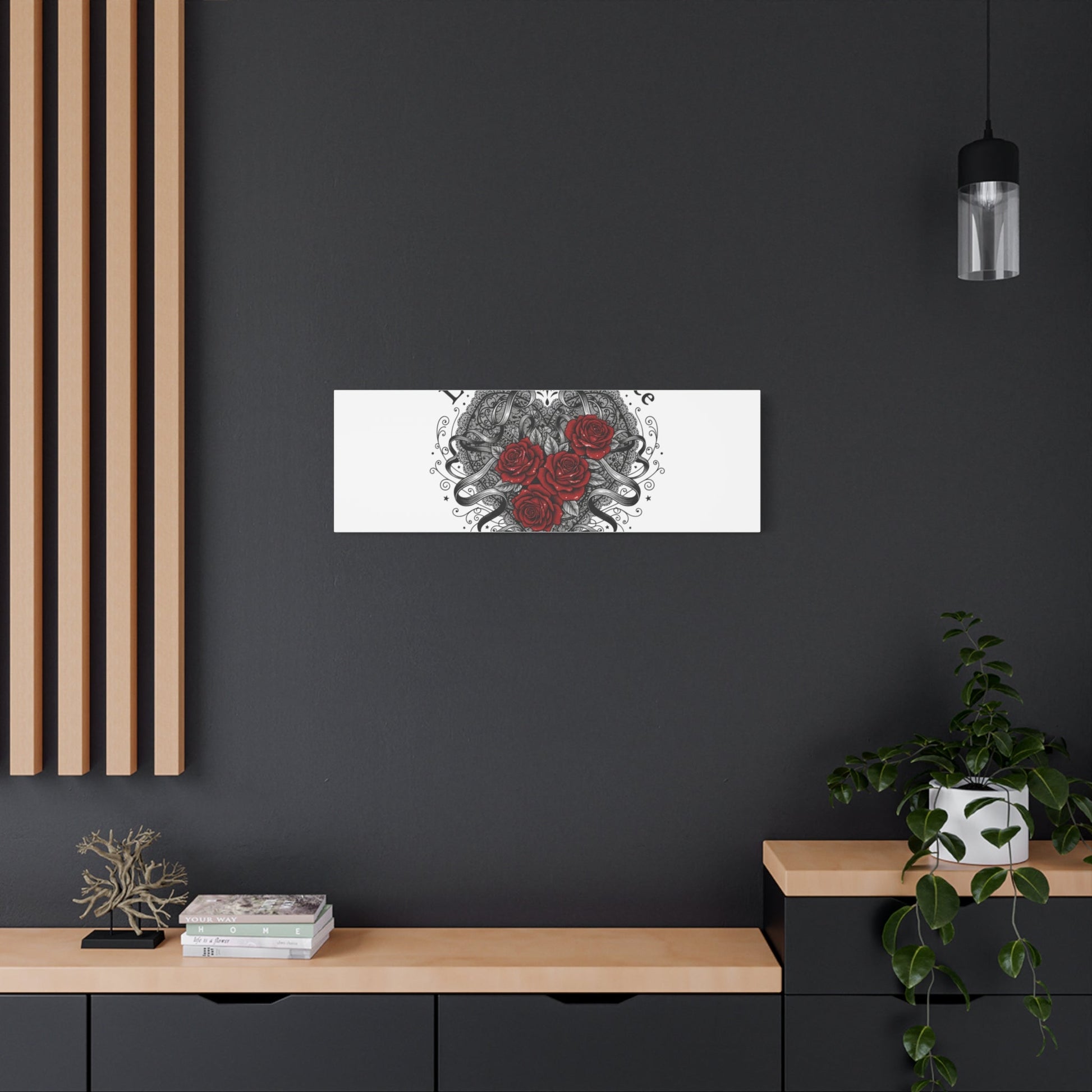 Gothic Romance Heart Roses Canvas | Nu Romantic 80s Nostalgia, Valentine Punk - AKYCO