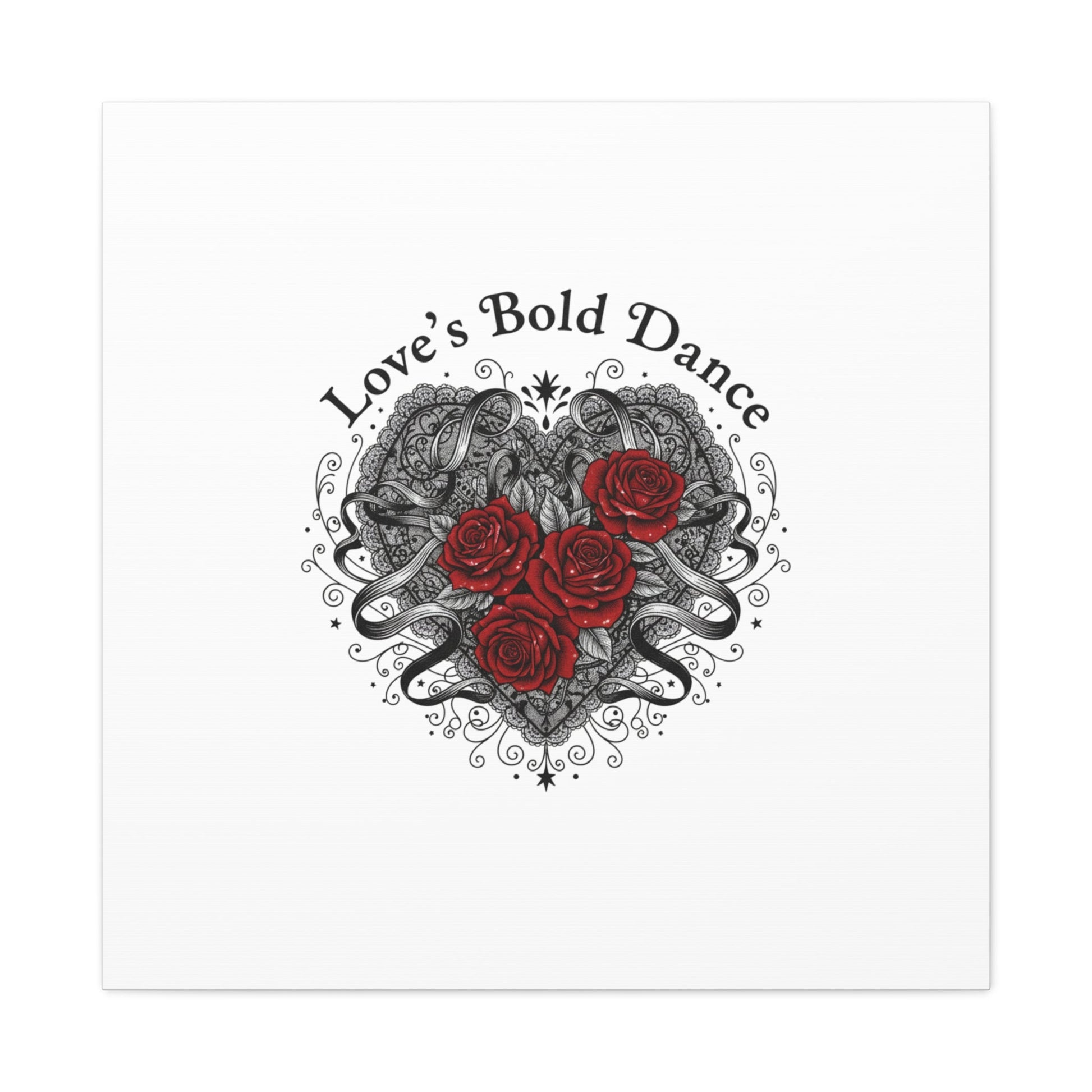 Gothic Romance Heart Roses Canvas | Nu Romantic 80s Nostalgia, Valentine Punk - AKYCO