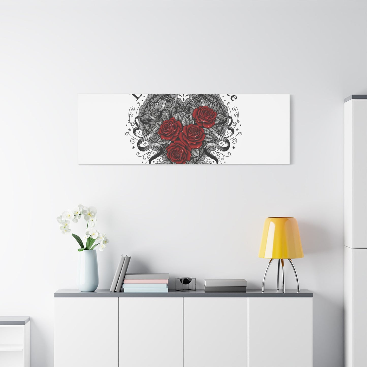 Gothic Romance Heart Roses Canvas | Nu Romantic 80s Nostalgia, Valentine Punk - AKYCO