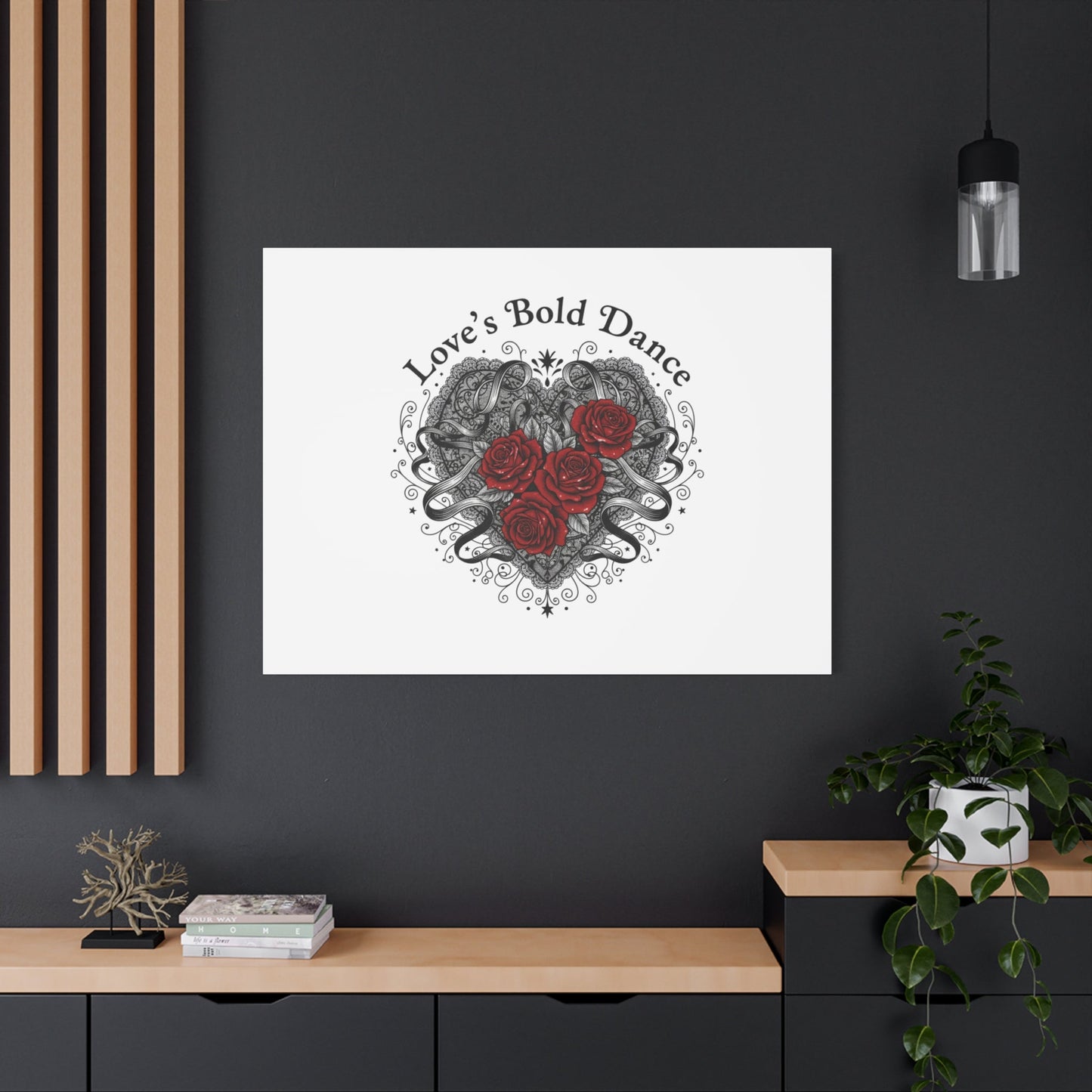 Gothic Romance Heart Roses Canvas | Nu Romantic 80s Nostalgia, Valentine Punk - AKYCO