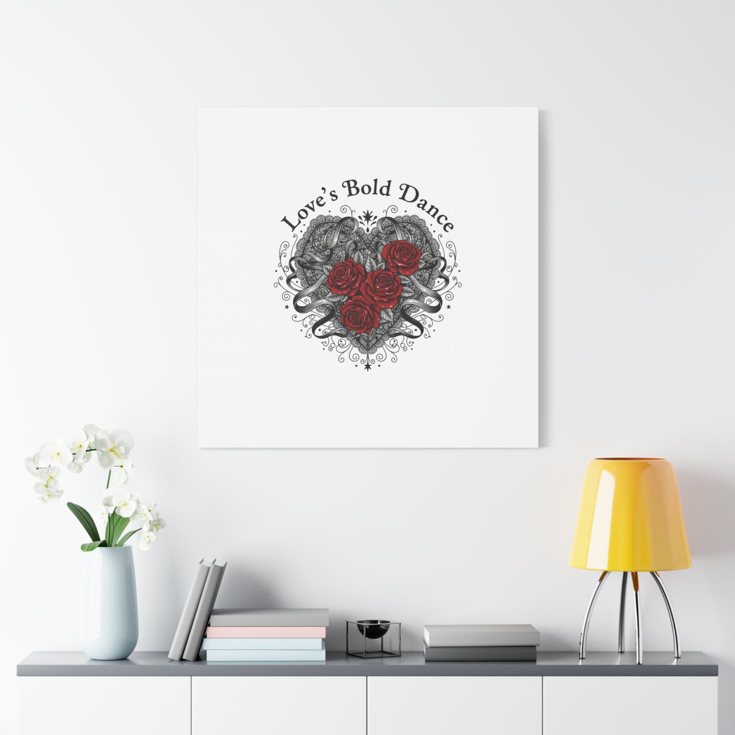 Gothic Romance Heart Roses Canvas | Nu Romantic 80s Nostalgia, Valentine Punk - AKYCO