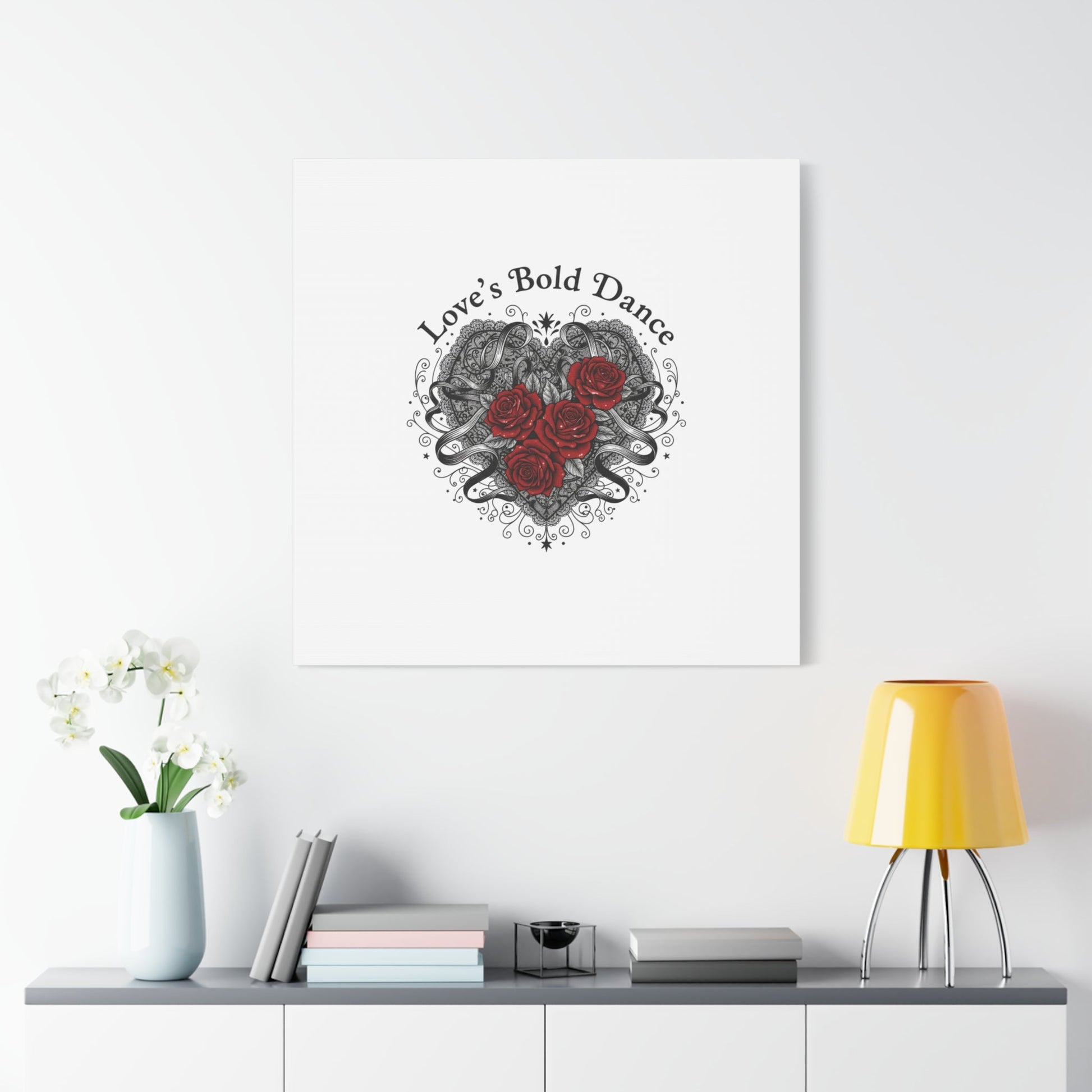 Gothic Romance Heart Roses Canvas | Nu Romantic 80s Nostalgia, Valentine Punk - AKYCO