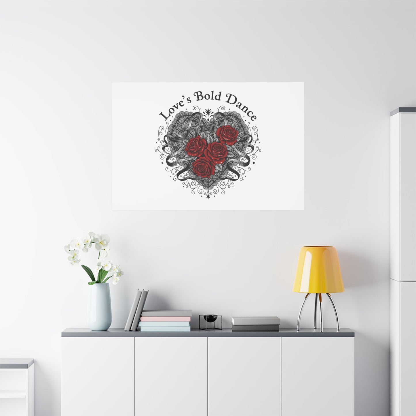 Gothic Romance Heart Roses Canvas | Nu Romantic 80s Nostalgia, Valentine Punk - AKYCO