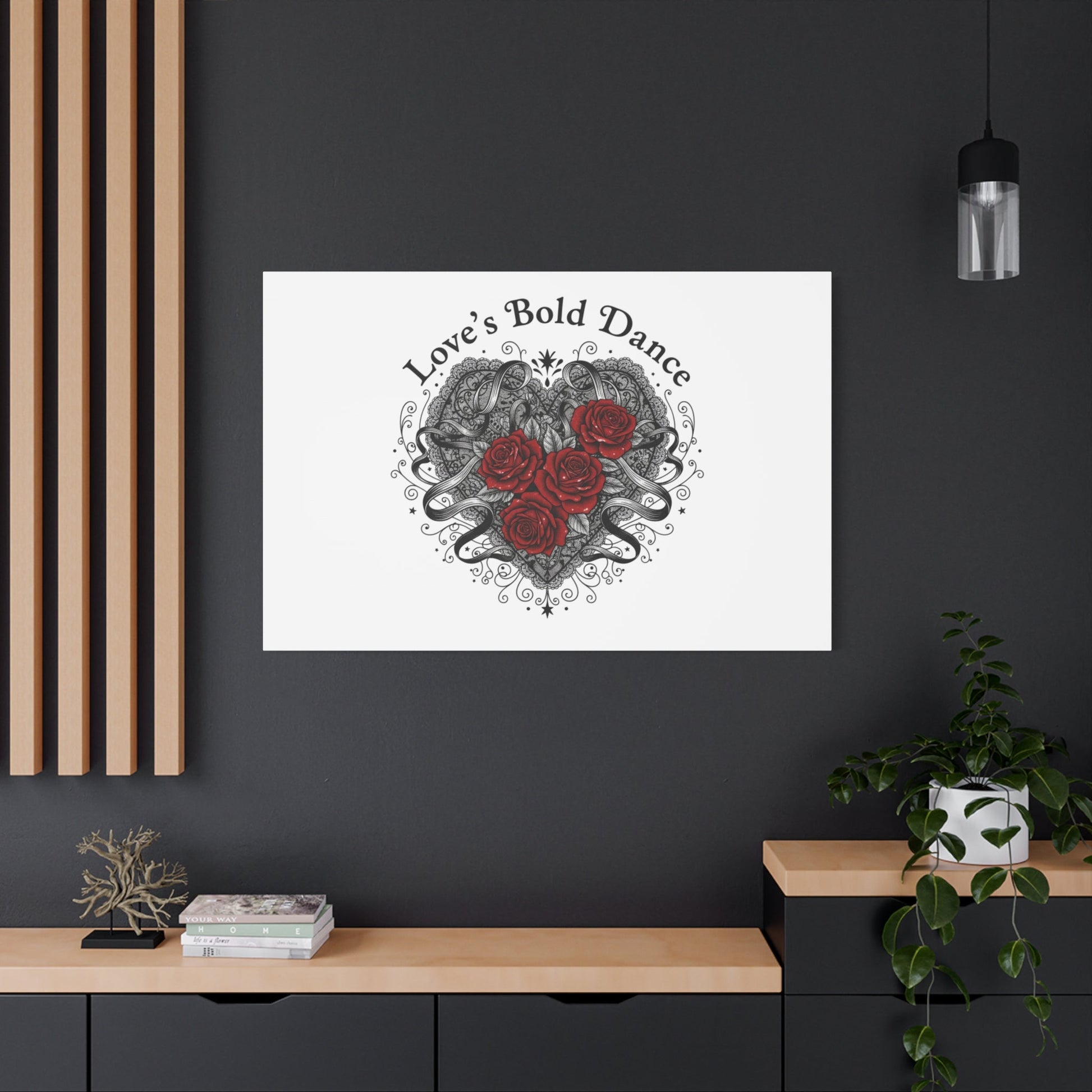 Gothic Romance Heart Roses Canvas | Nu Romantic 80s Nostalgia, Valentine Punk - AKYCO