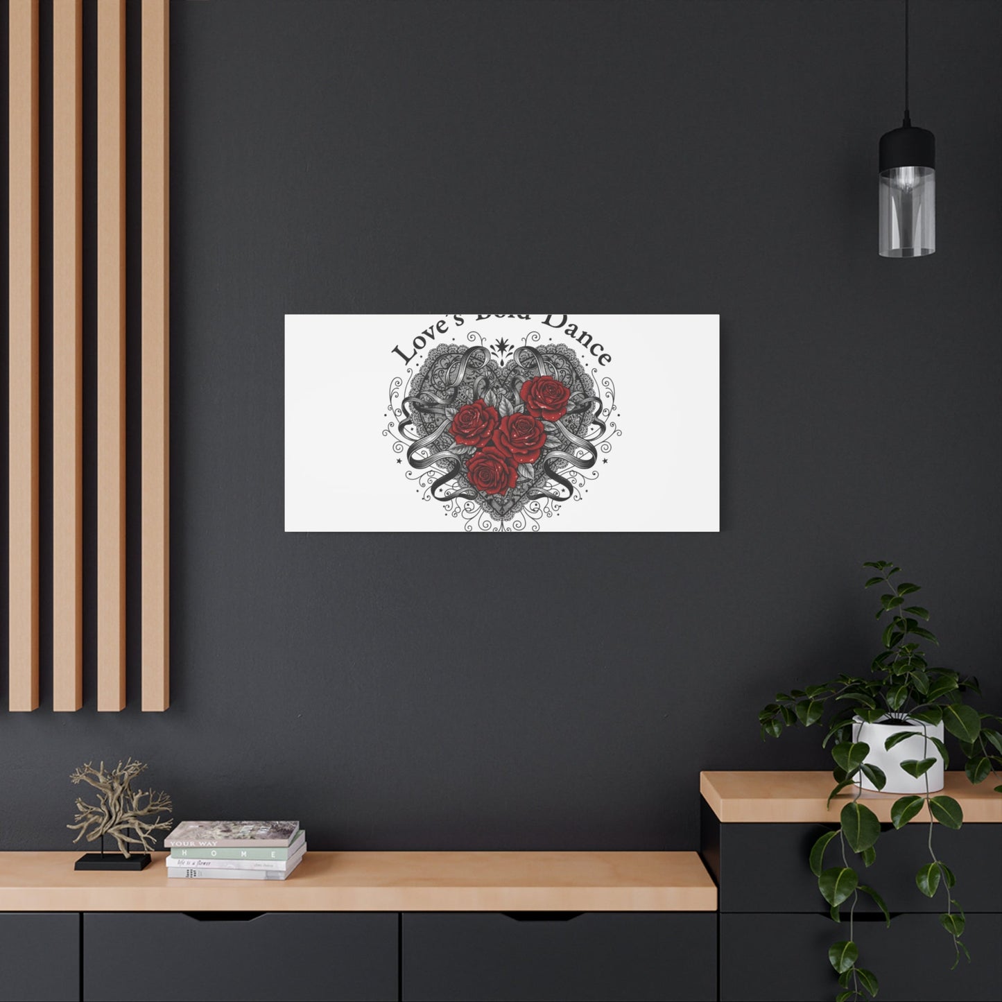 Gothic Romance Heart Roses Canvas | Nu Romantic 80s Nostalgia, Valentine Punk - AKYCO