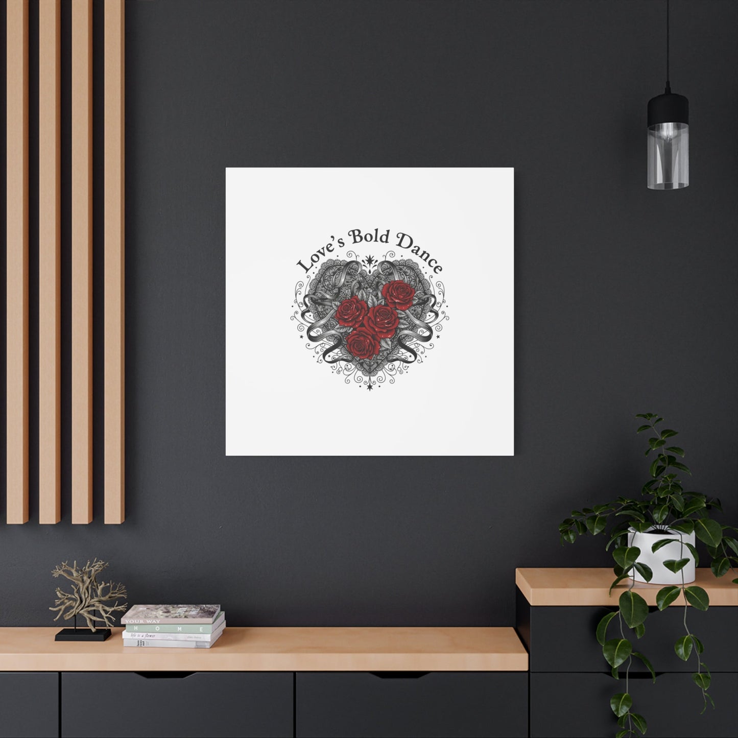 Gothic Romance Heart Roses Canvas | Nu Romantic 80s Nostalgia, Valentine Punk - AKYCO