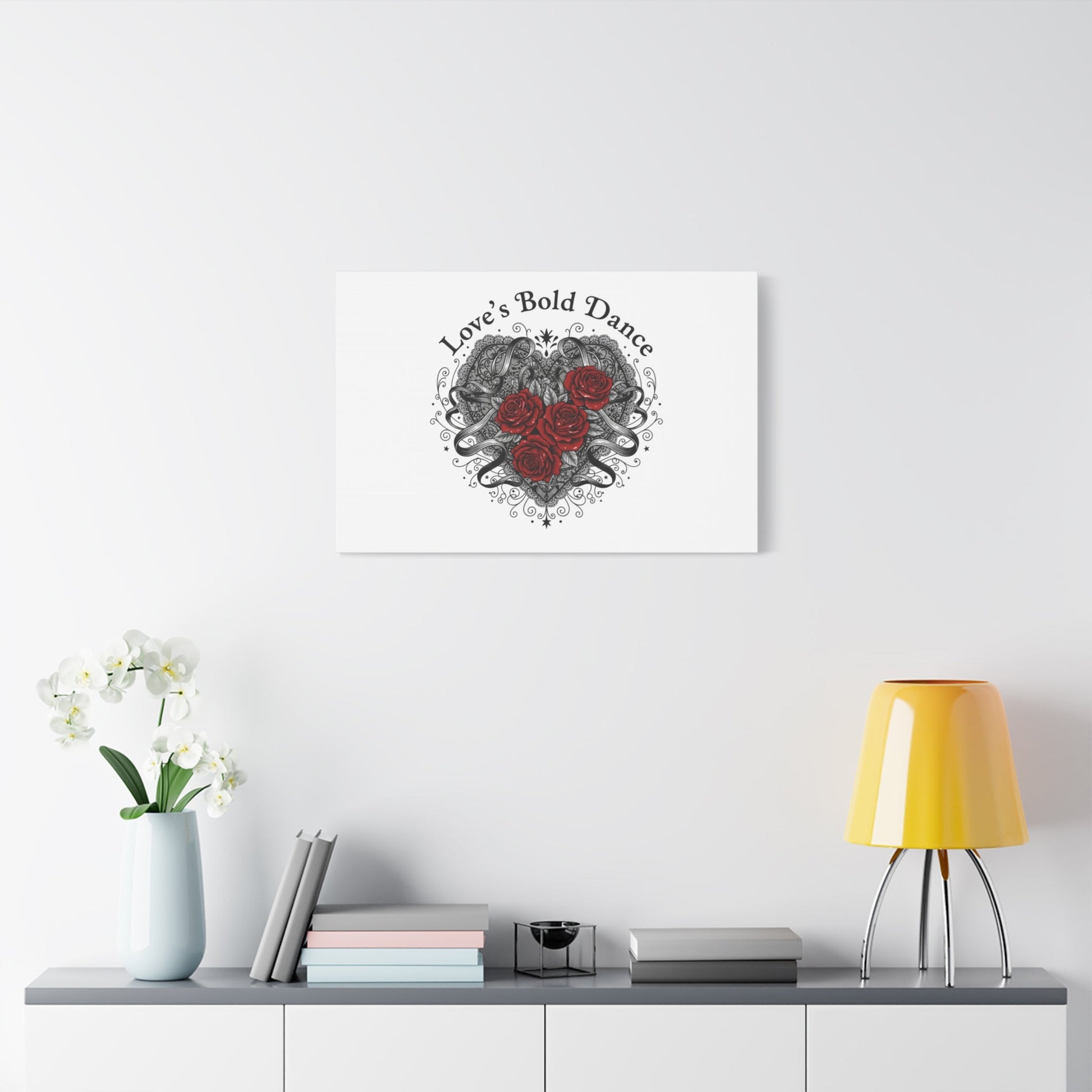 Gothic Romance Heart Roses Canvas | Nu Romantic 80s Nostalgia, Valentine Punk - AKYCO