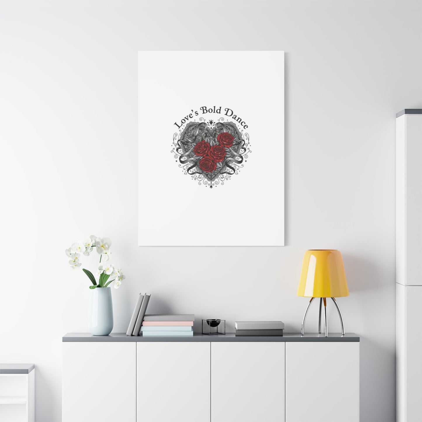 Gothic Romance Heart Roses Canvas | Nu Romantic 80s Nostalgia, Valentine Punk - AKYCO