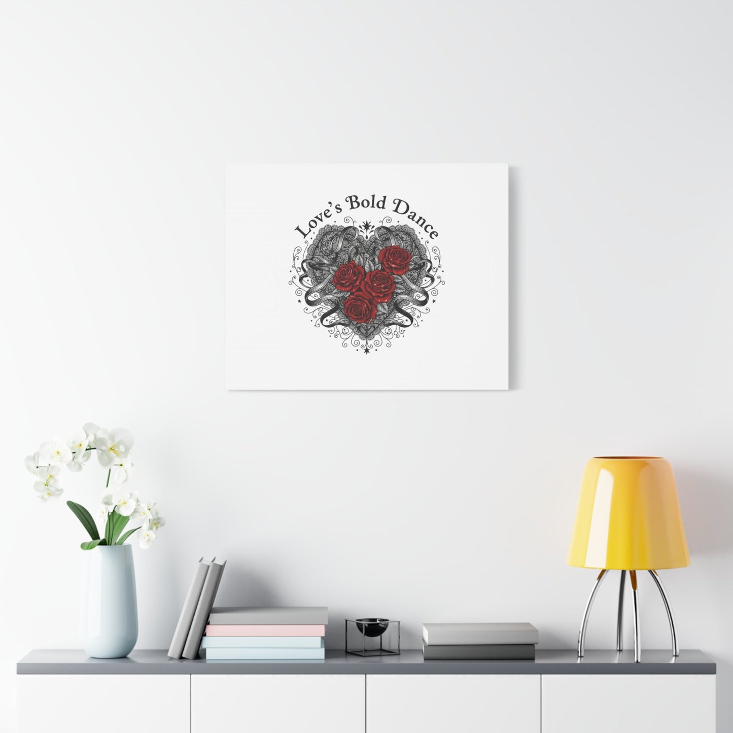 Gothic Romance Heart Roses Canvas | Nu Romantic 80s Nostalgia, Valentine Punk - AKYCO