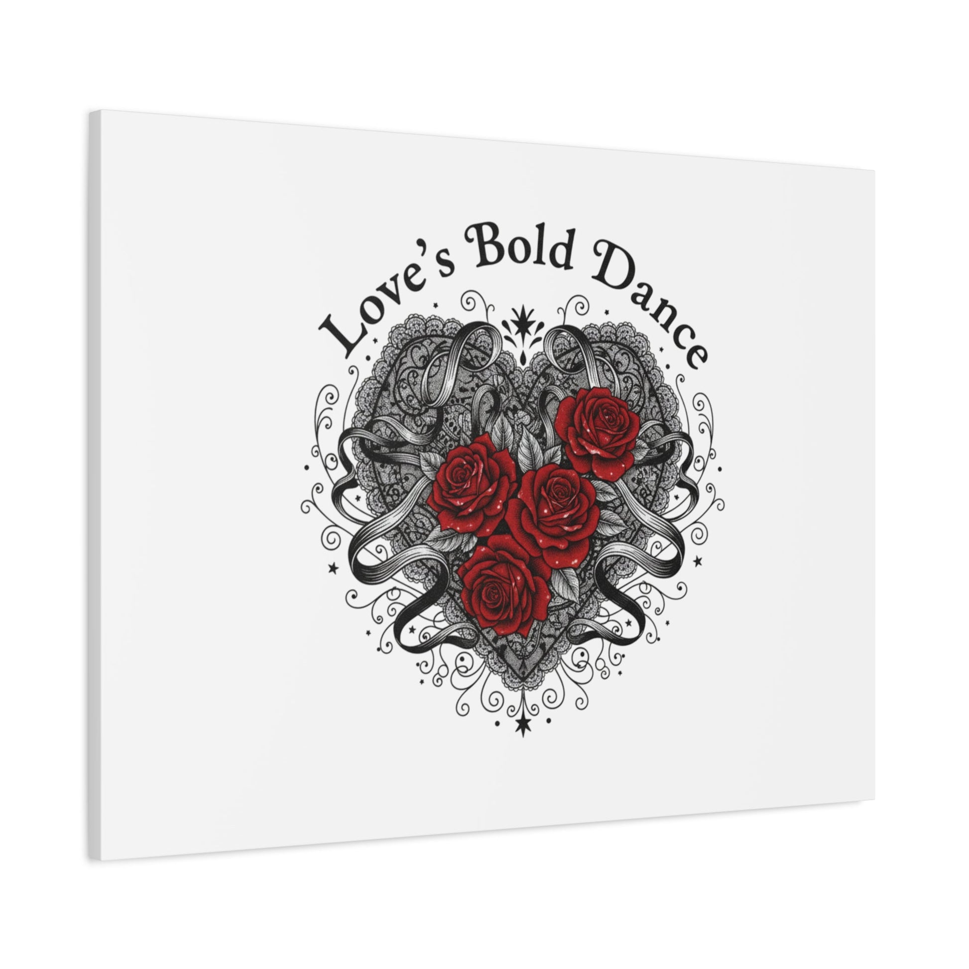 Gothic Romance Heart Roses Canvas | Nu Romantic 80s Nostalgia, Valentine Punk - AKYCO