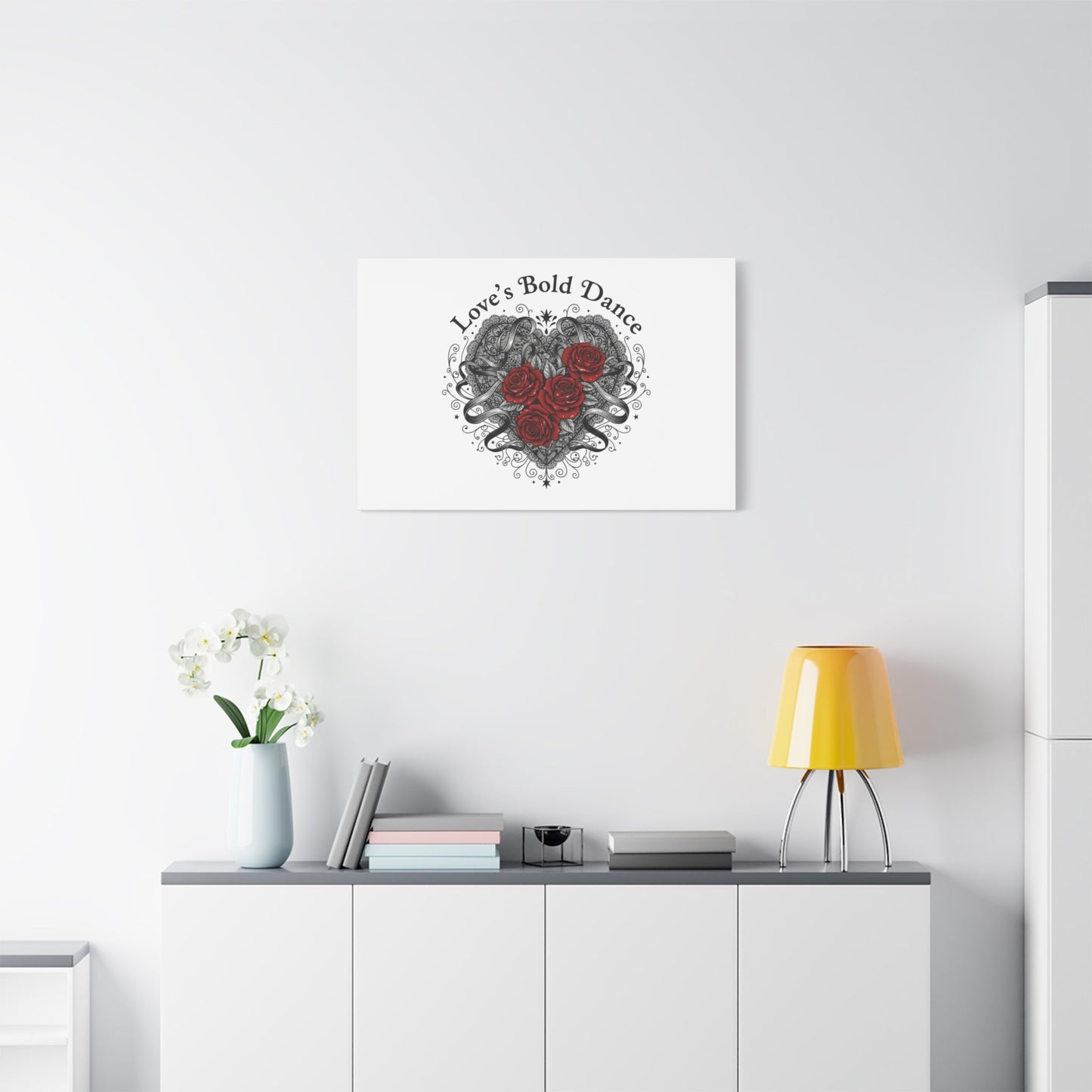 Gothic Romance Heart Roses Canvas | Nu Romantic 80s Nostalgia, Valentine Punk - AKYCO