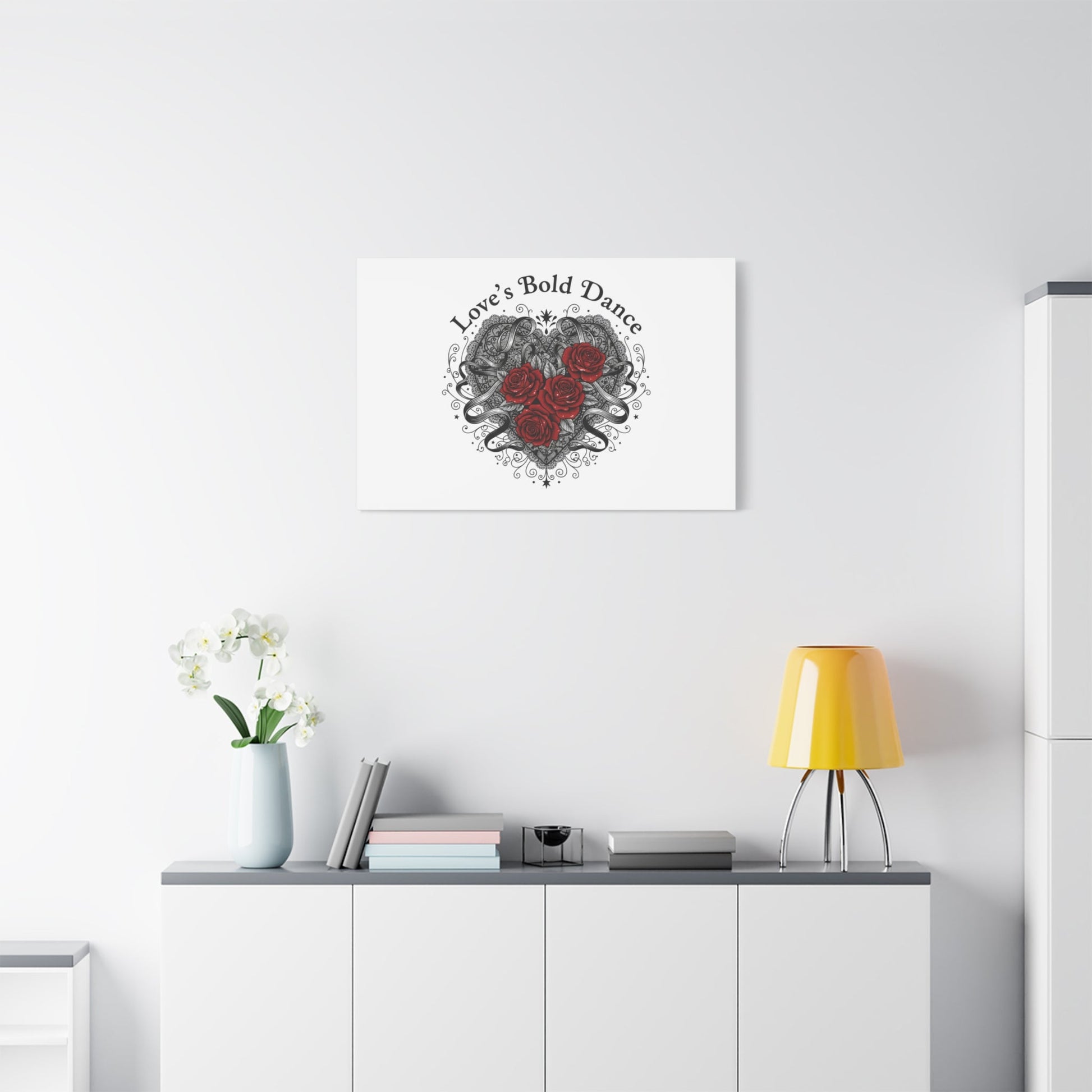 Gothic Romance Heart Roses Canvas | Nu Romantic 80s Nostalgia, Valentine Punk - AKYCO