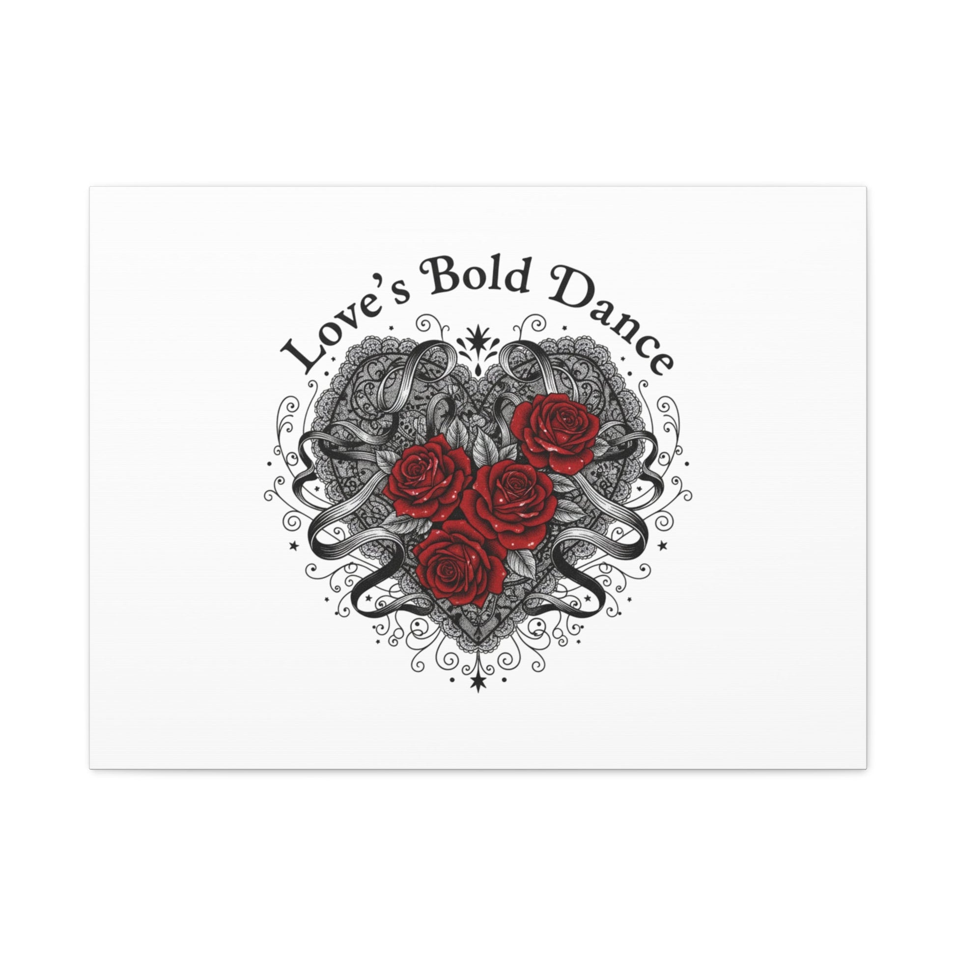 Gothic Romance Heart Roses Canvas | Nu Romantic 80s Nostalgia, Valentine Punk - AKYCO