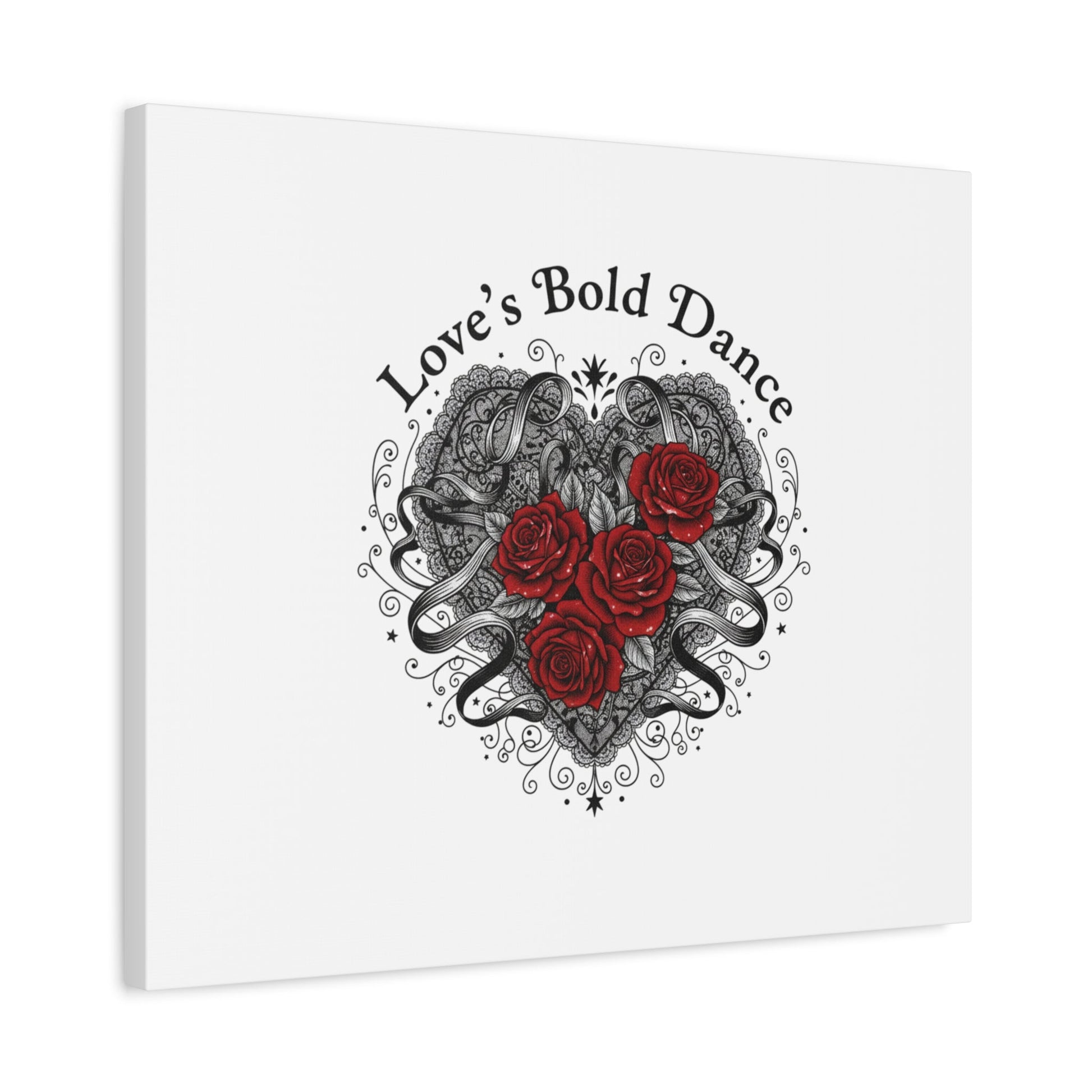 Gothic Romance Heart Roses Canvas | Nu Romantic 80s Nostalgia, Valentine Punk - AKYCO