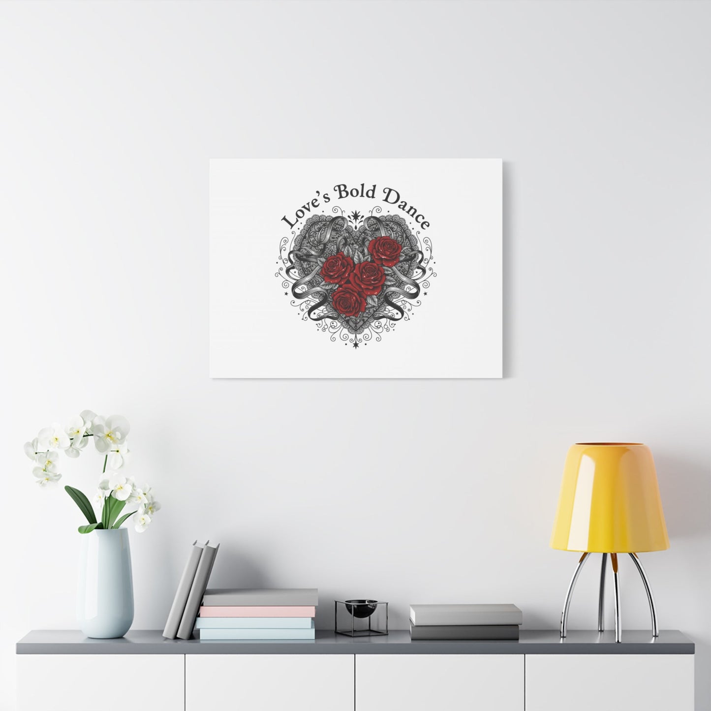 Gothic Romance Heart Roses Canvas | Nu Romantic 80s Nostalgia, Valentine Punk - AKYCO