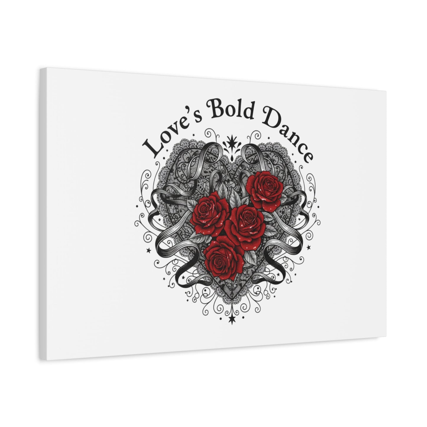 Gothic Romance Heart Roses Canvas | Nu Romantic 80s Nostalgia, Valentine Punk - AKYCO