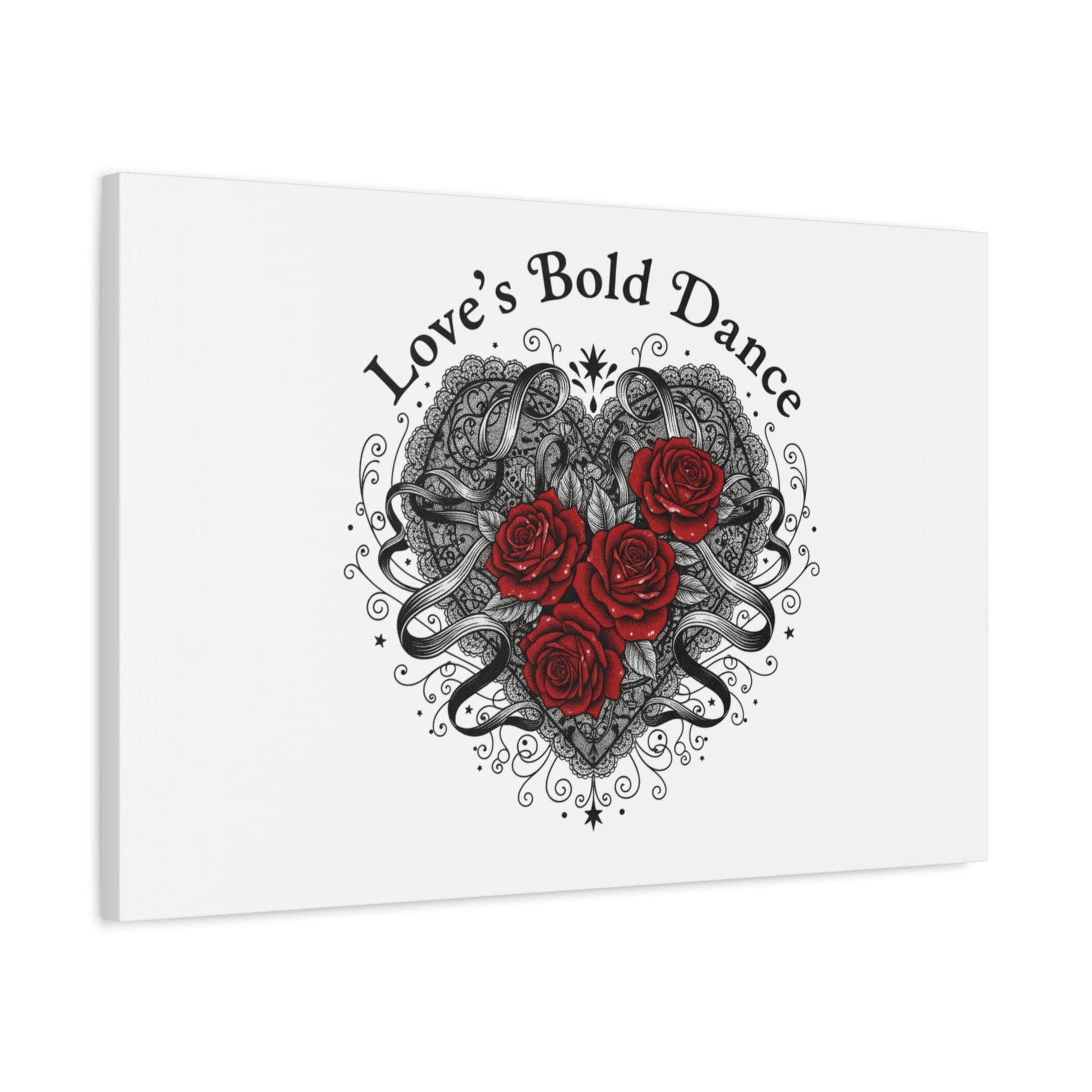 Gothic Romance Heart Roses Canvas | Nu Romantic 80s Nostalgia, Valentine Punk - AKYCO