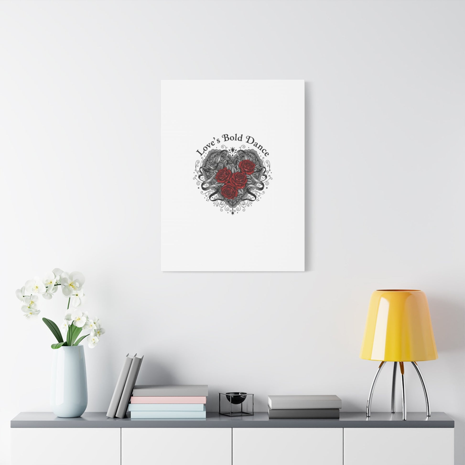 Gothic Romance Heart Roses Canvas | Nu Romantic 80s Nostalgia, Valentine Punk - AKYCO