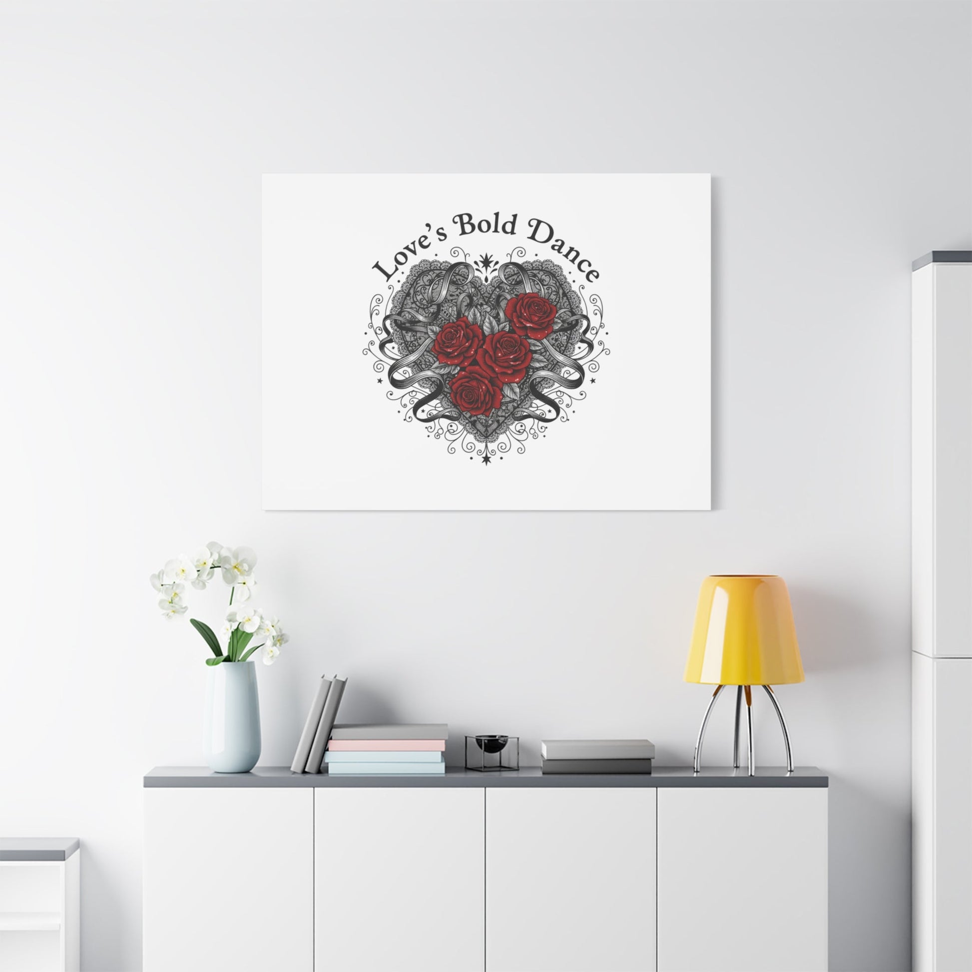 Gothic Romance Heart Roses Canvas | Nu Romantic 80s Nostalgia, Valentine Punk - AKYCO