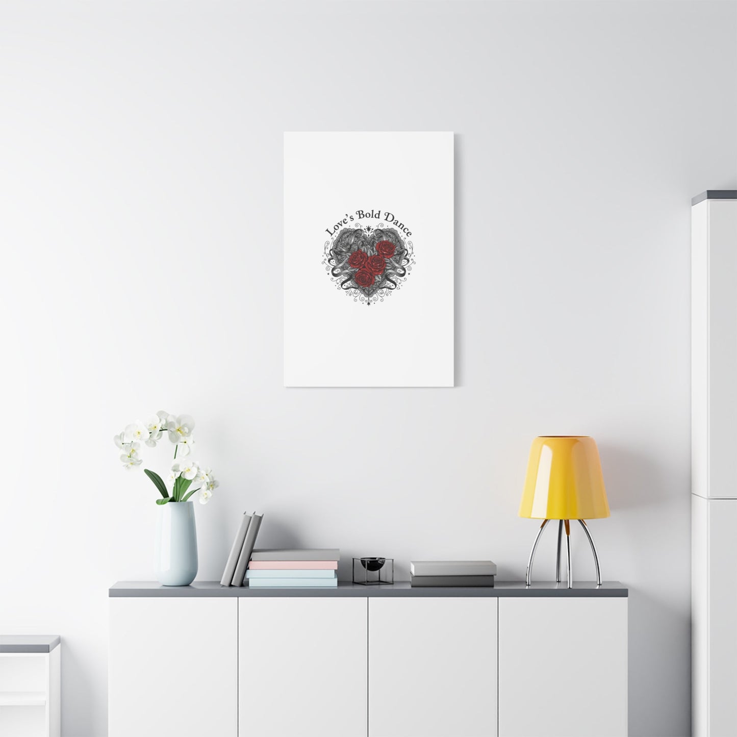 Gothic Romance Heart Roses Canvas | Nu Romantic 80s Nostalgia, Valentine Punk - AKYCO