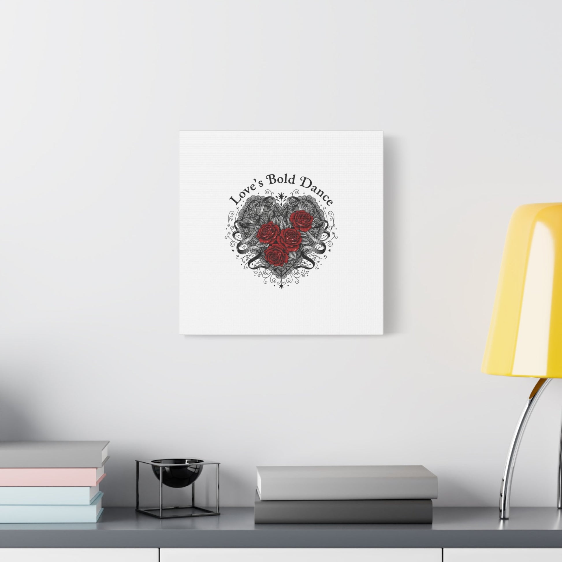 Gothic Romance Heart Roses Canvas | Nu Romantic 80s Nostalgia, Valentine Punk - AKYCO