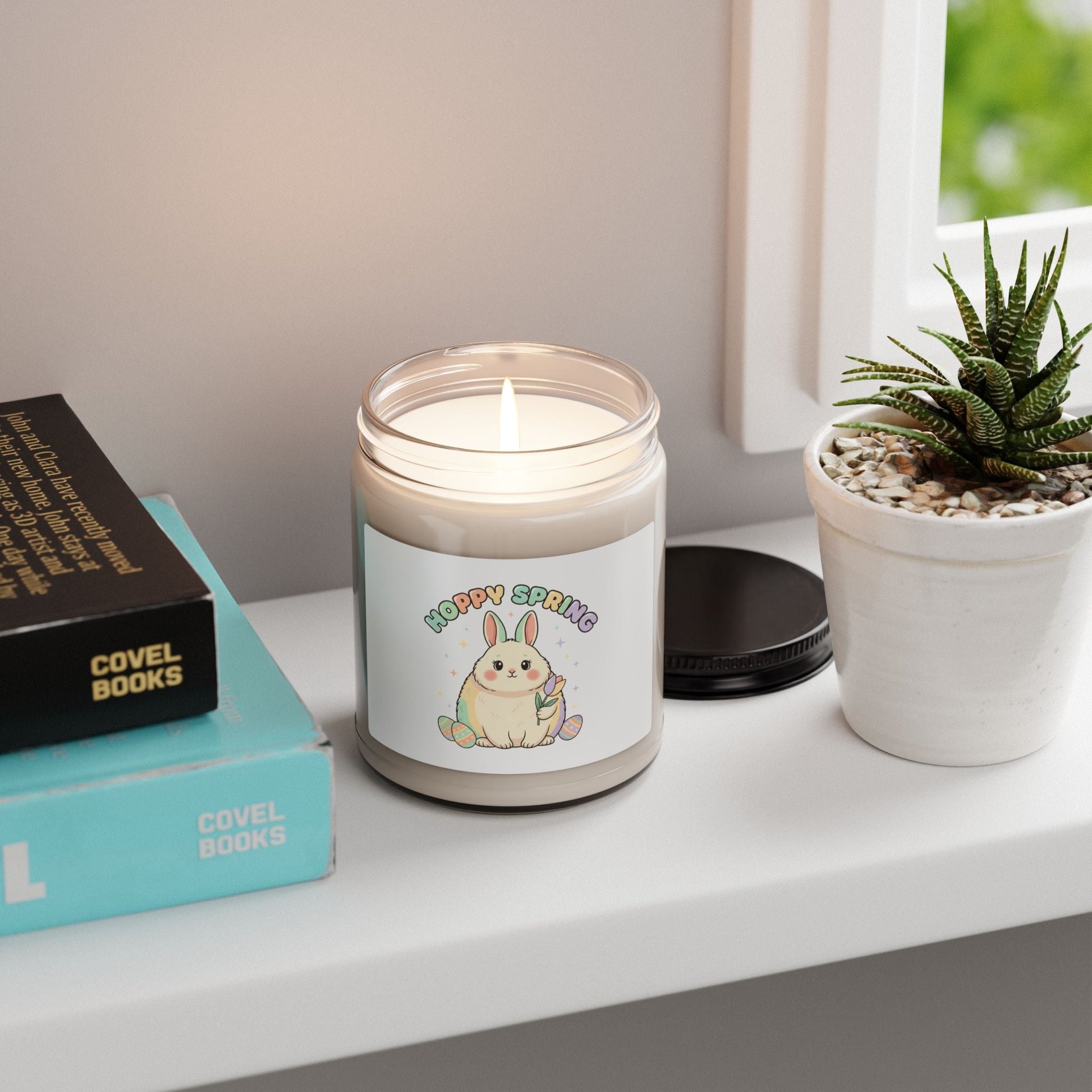 Hoppy Spring Bunny Candle, 9oz soy candle | pastel spring, bunny aesthetic - AKYCO