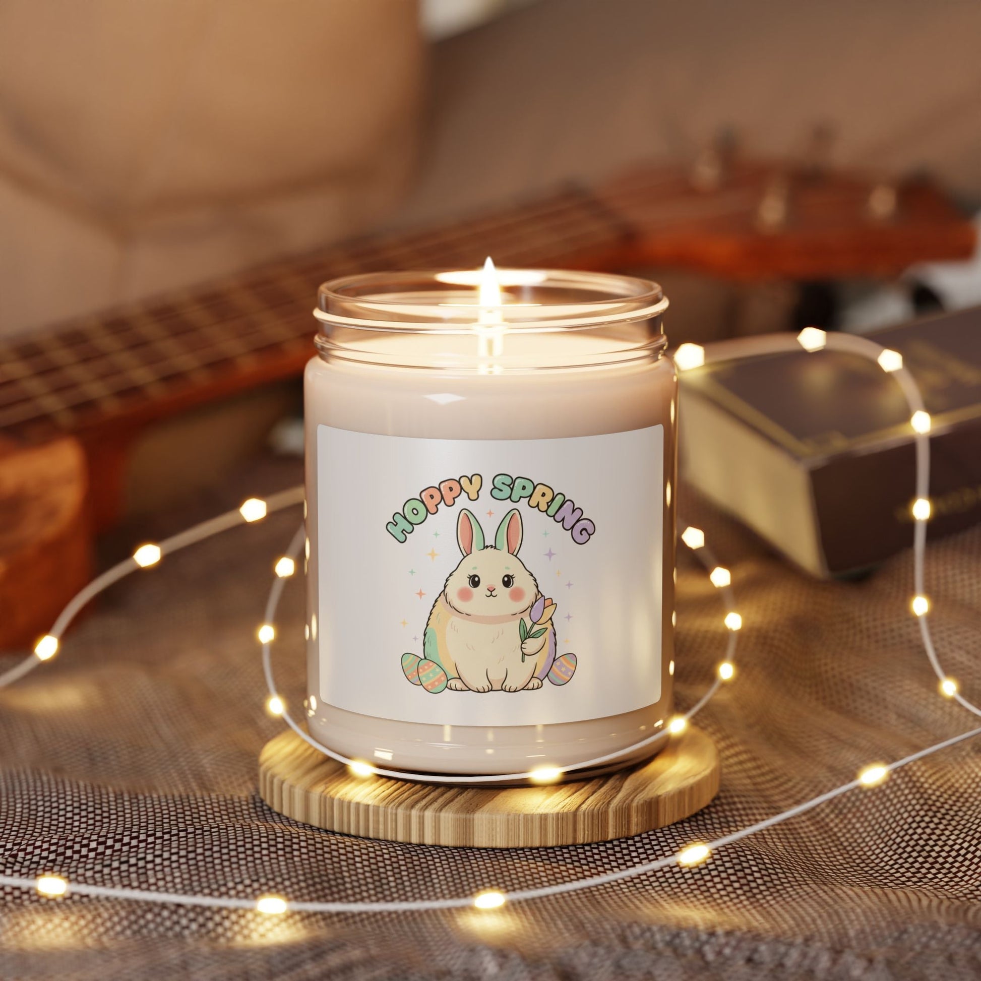 Hoppy Spring Bunny Candle, 9oz soy candle | pastel spring, bunny aesthetic - AKYCO